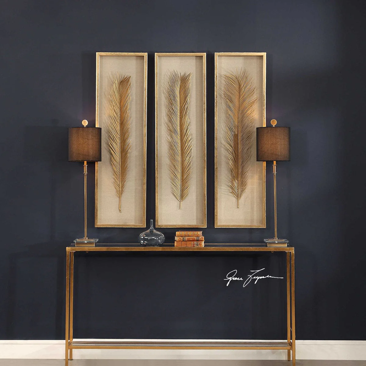 Uttermost Palma Gold Leaf Set of 3 Shadow Box Frames - Image 3