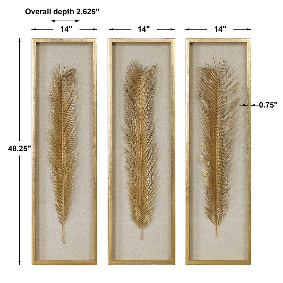 Uttermost Palma Gold Leaf Set of 3 Shadow Box Frames - Image 7