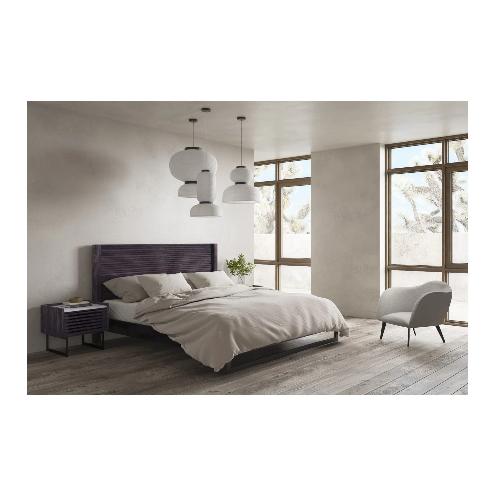 Moe's Home Collection Paloma Charcoal Grey King Bed - Image 2