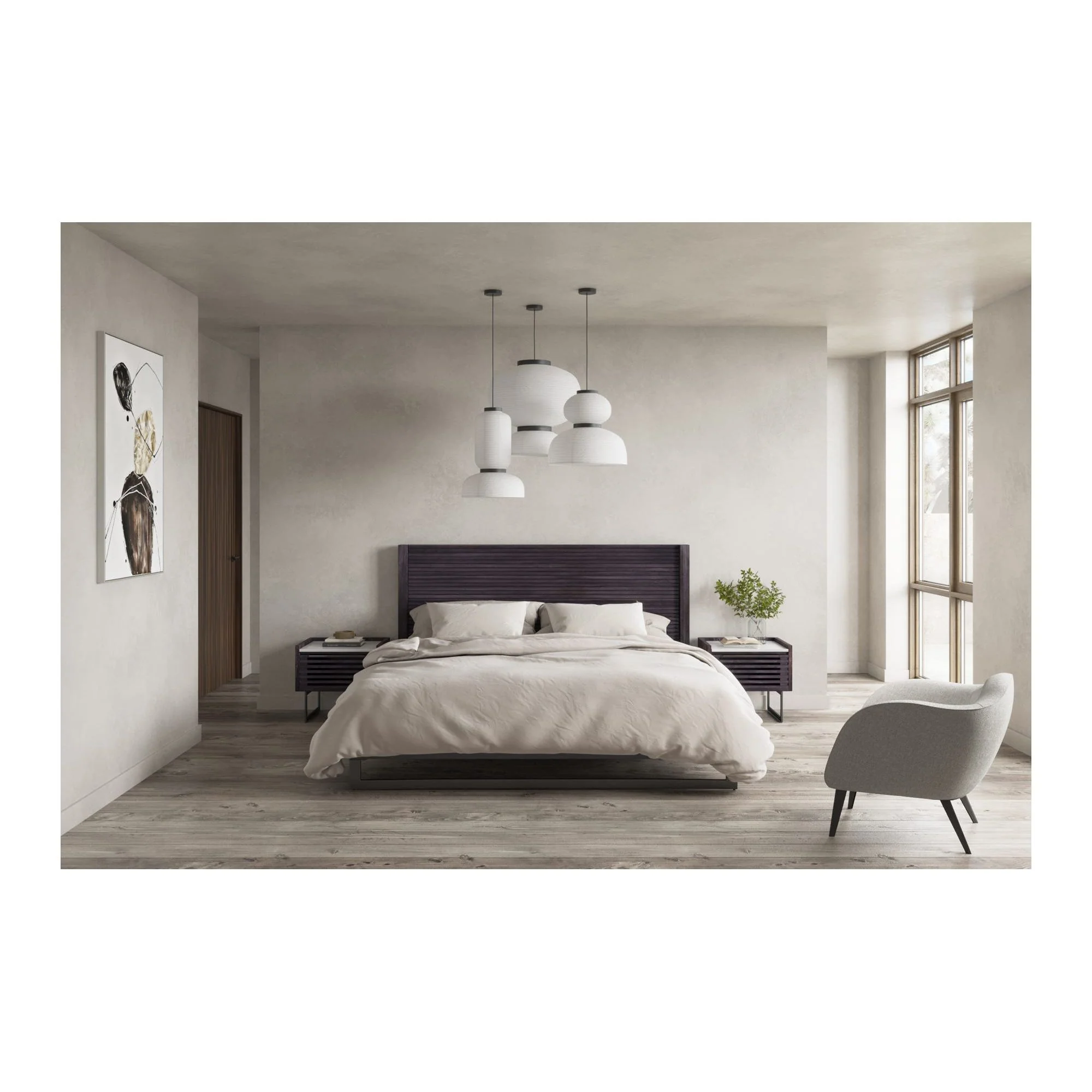 Moe's Home Collection Paloma Charcoal Grey King Bed - Image 4