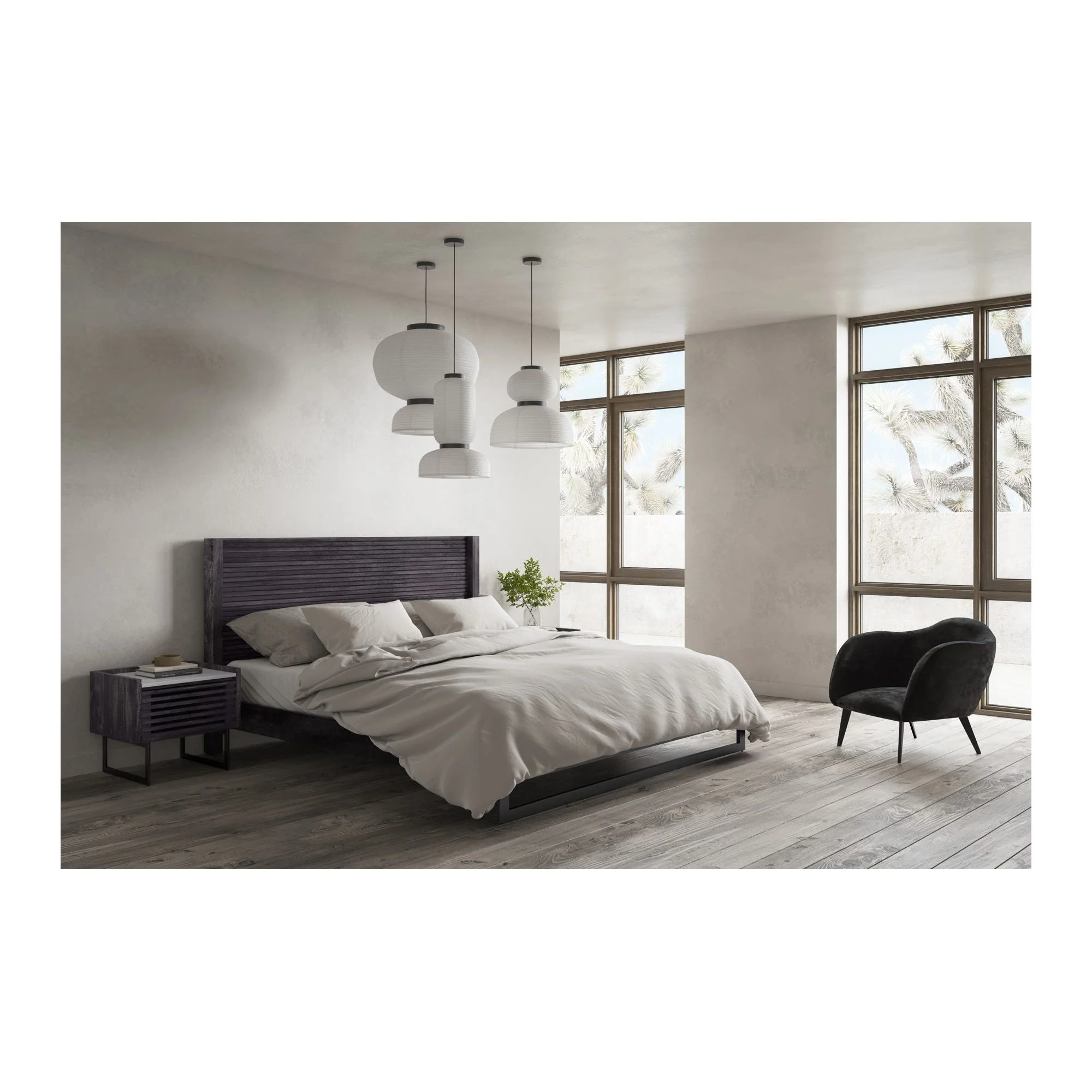 Moe's Home Collection Paloma Charcoal Grey King Bed - Image 5