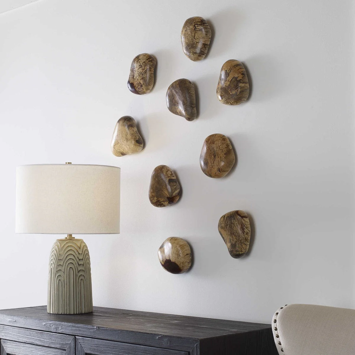 Uttermost Pebbles Blonde Set of 9 Wood Wall Decor - Image 3