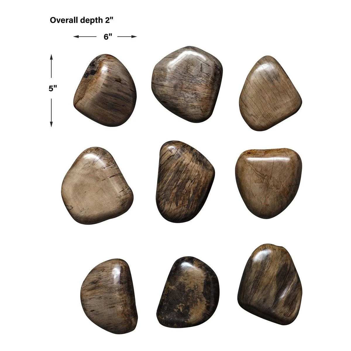Uttermost Pebbles Walnut Set of 9 Wood Wall Decor - Image 6