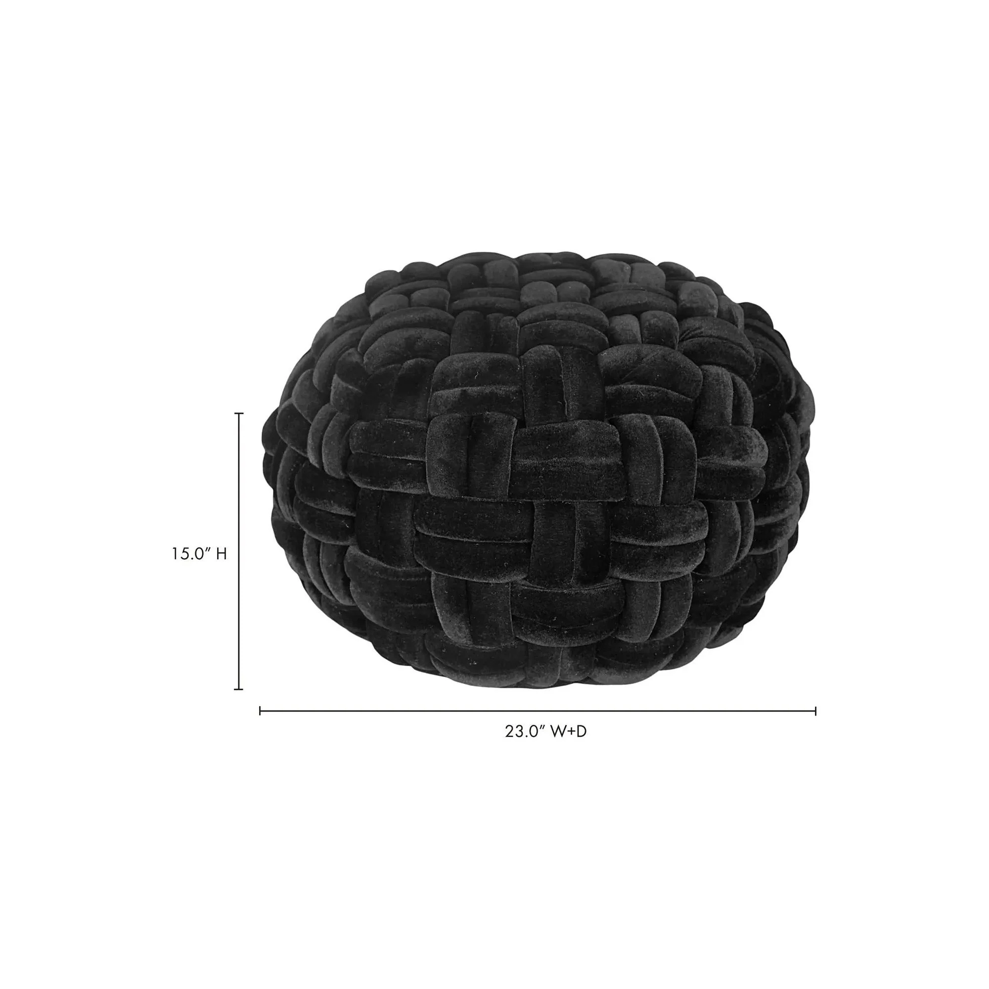 Moe’s Home Collection Pj Black Velvet Pouf - Image 6