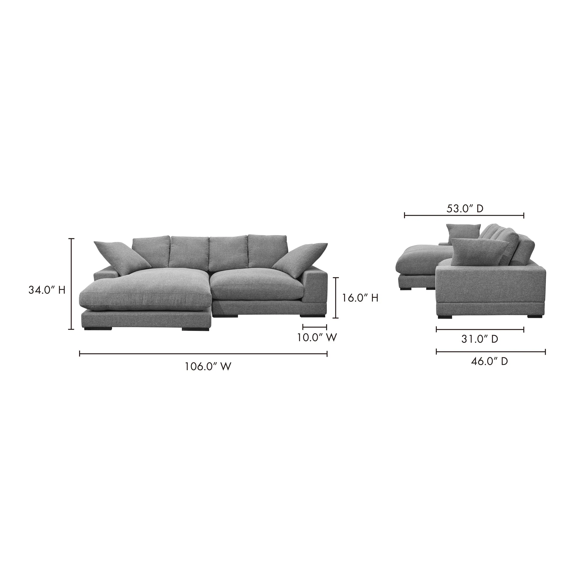 Moe's Home Collection Plunge Anthracite Sectional - Image 9