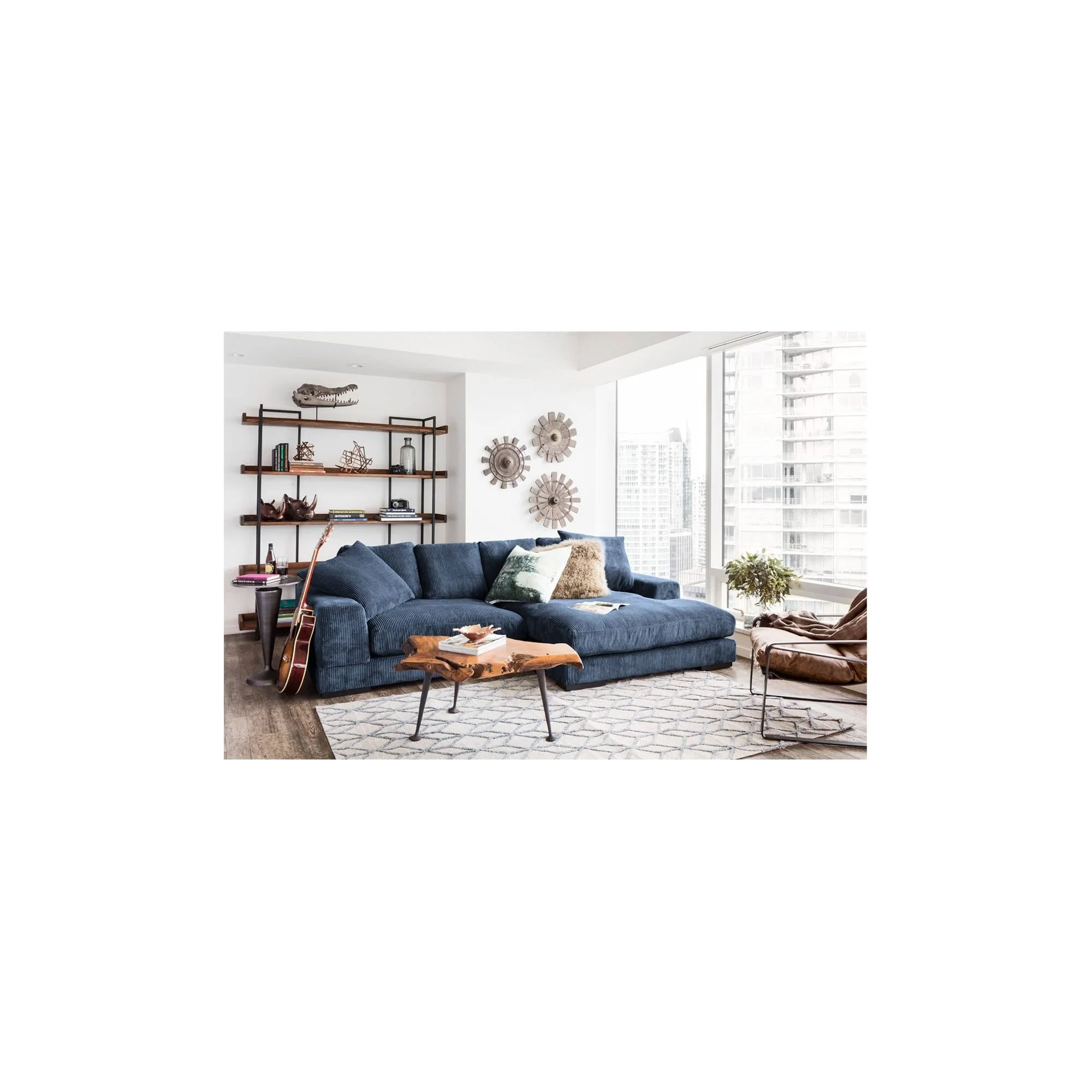 Moe's Home Collection Plunge Navy Sectional - Image 2
