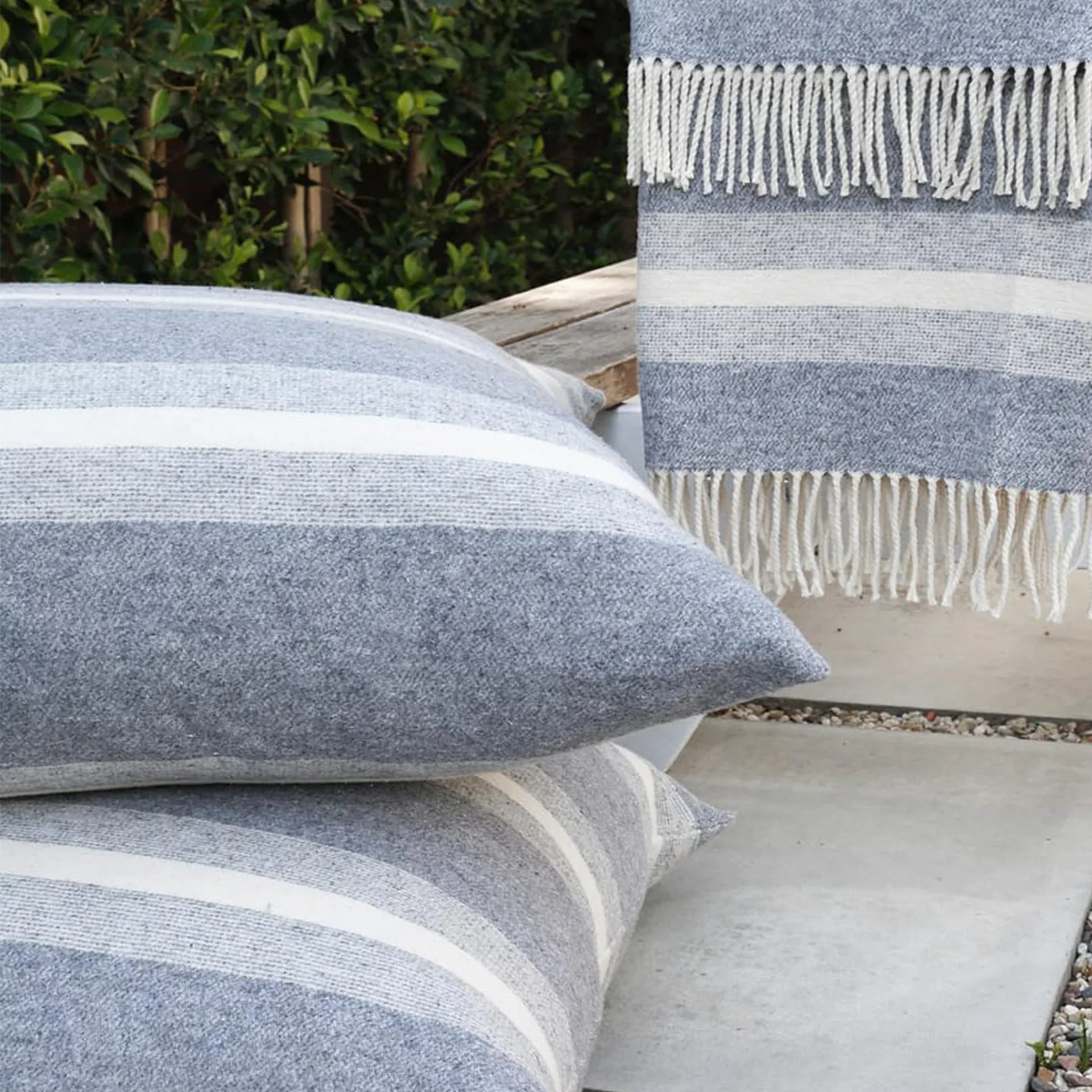 Pom Pom at Home Alpine Grey and Ivory Striped Big Pillow - Image 3