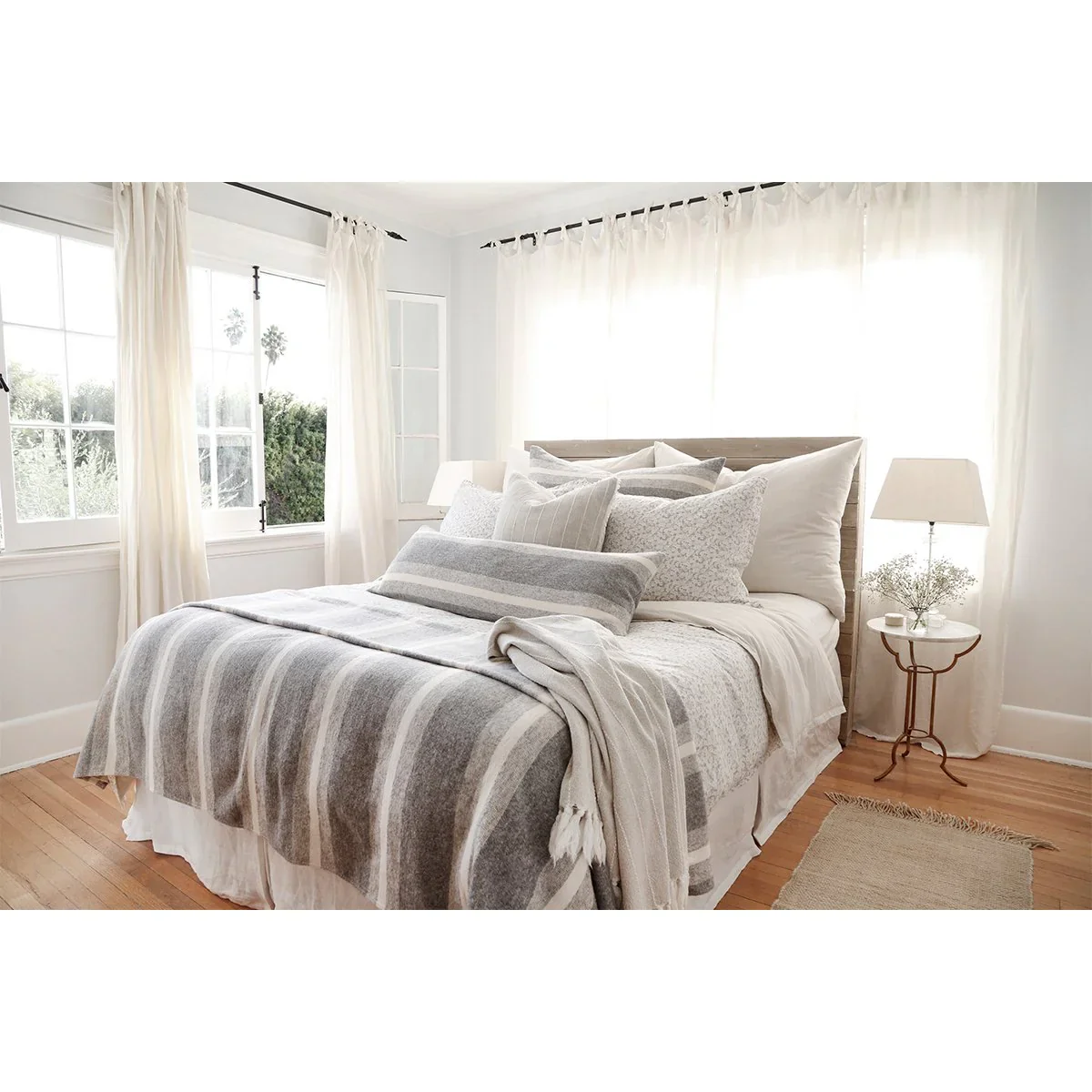 Pom Pom at Home Alpine Grey and Ivory Striped Pillow with Insert - Image 4