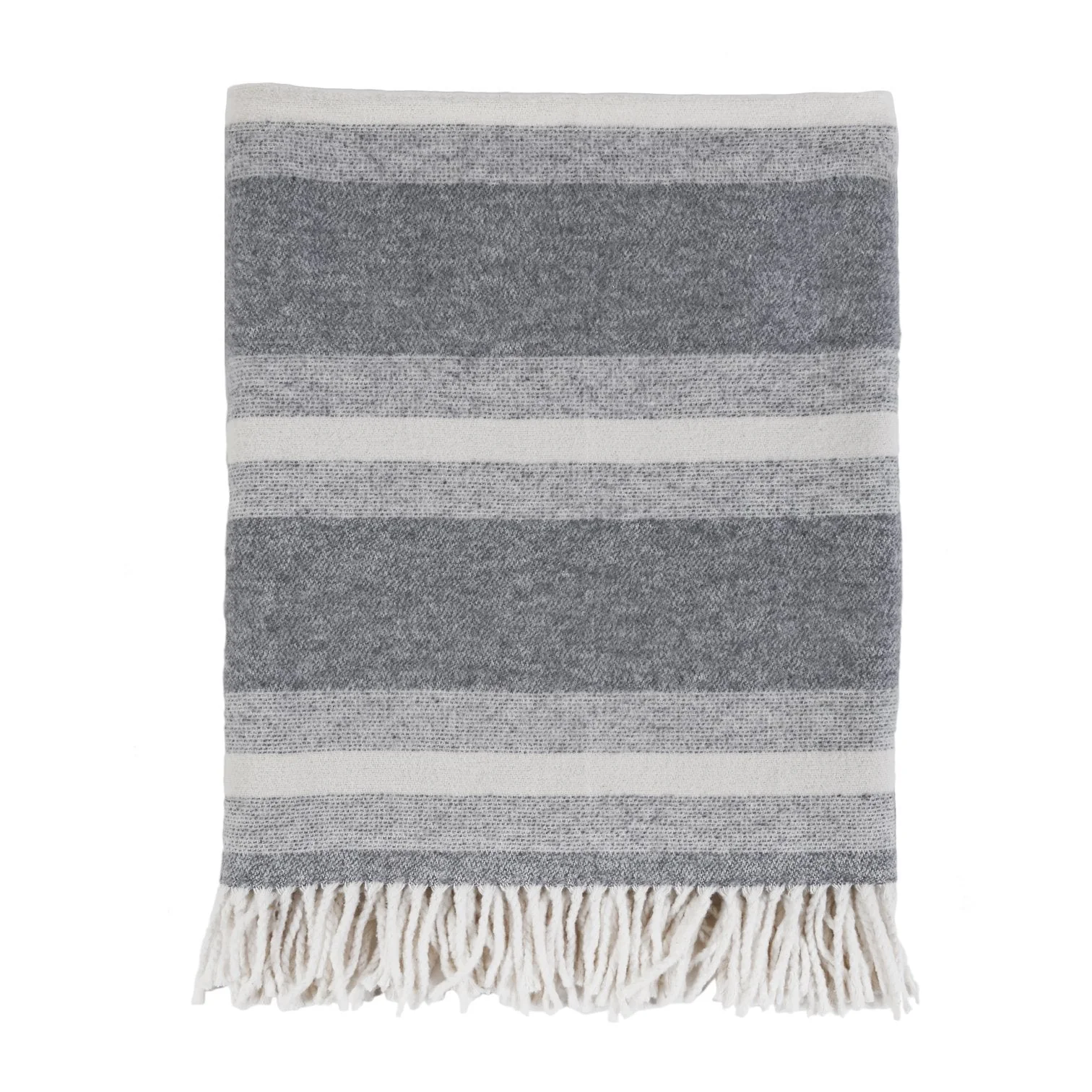 Pom Pom at Home Alpine Grey and Ivory Striped Blanket - Image 9