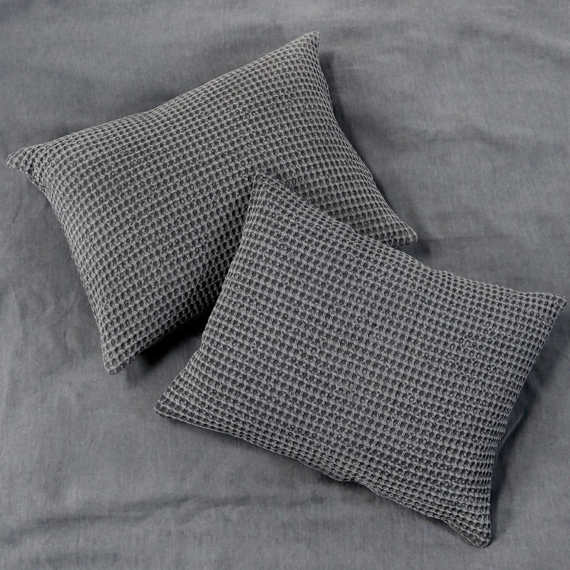 Pom Pom at Home Zuma Charcoal Waffle Weave Blanket and Pillow Shams ~ Available in Twin, Queen and King Sizes - Image 3