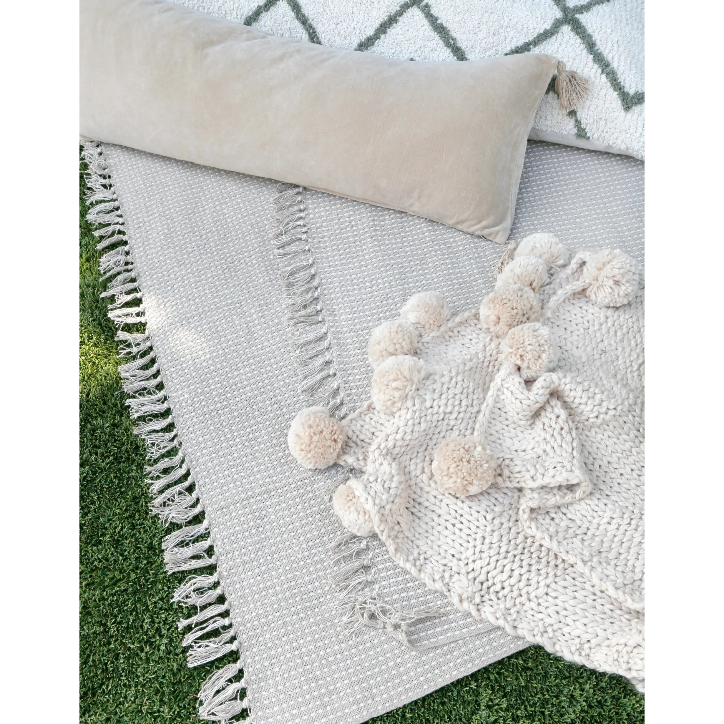 Pom Pom at Home Bianca Natural Velvet Rectangular Pillow with Insert ~ 14 x 40” ~ SWEETHEART SALE ~ LIMITED QUANTITY - Image 3