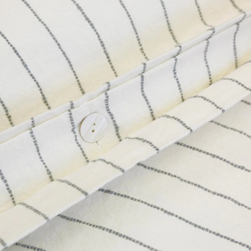 Pom Pom at Home Blake Cream & Grey Striped Linen Duvet Cover and Shams ~ Available in Queen and King Sizes - Image 2