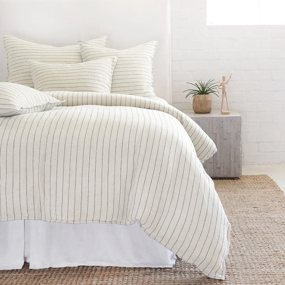 Pom Pom at Home Blake Cream & Grey Striped Linen Duvet Cover and Shams ~ Available in Queen and King Sizes - Image 9