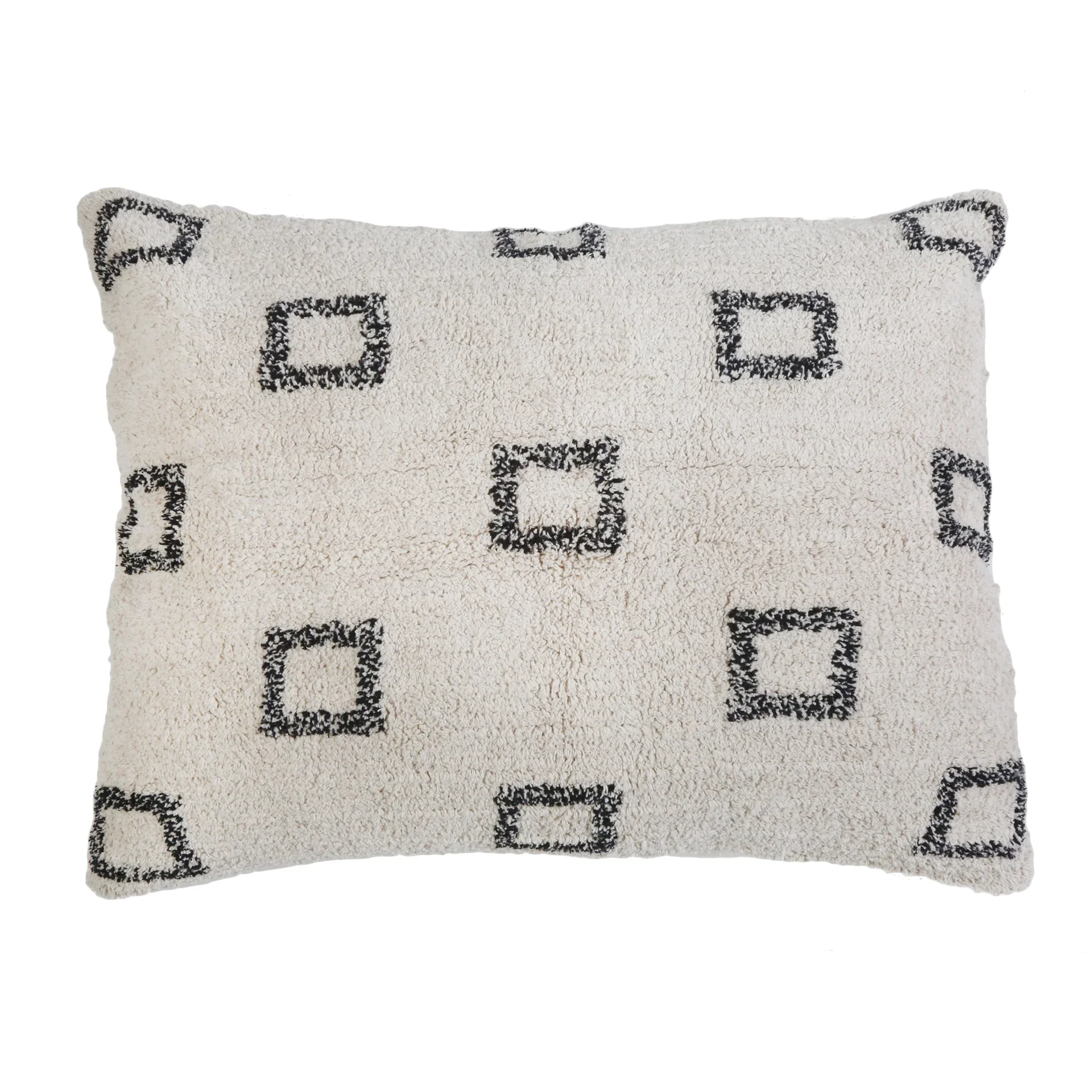 Pom Pom at Home Bowie Ivory and Grey Hand Woven Big Pillow with Insert  ~ 28 x 36