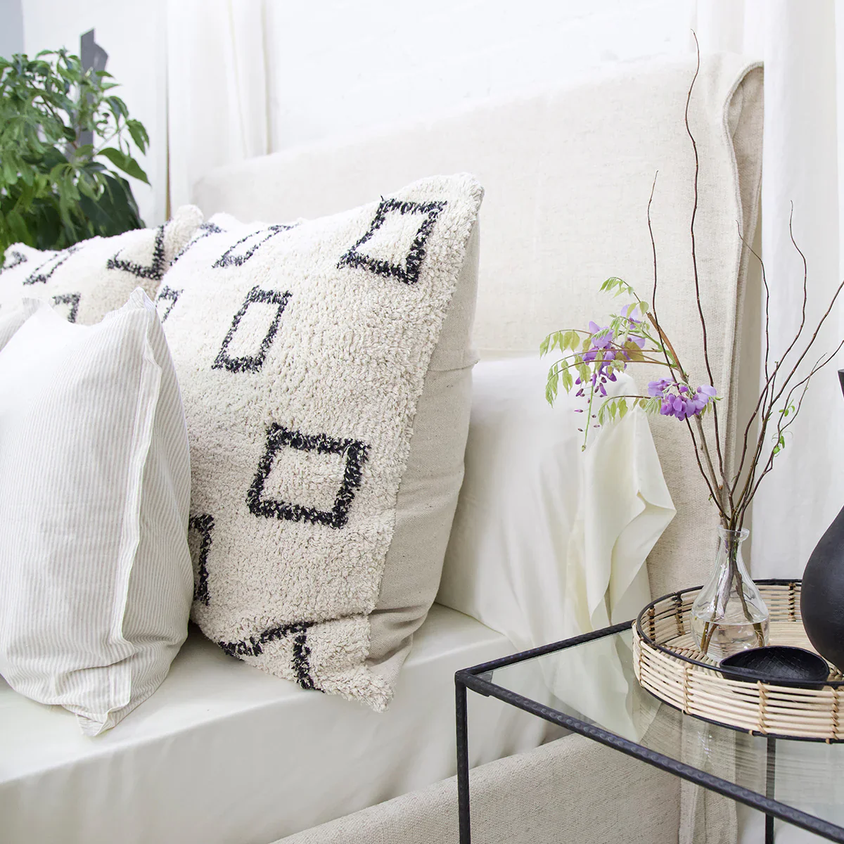 Pom Pom at Home Bowie Ivory and Grey Hand Woven Big Pillow with Insert  ~ 28 x 36 - Image 3