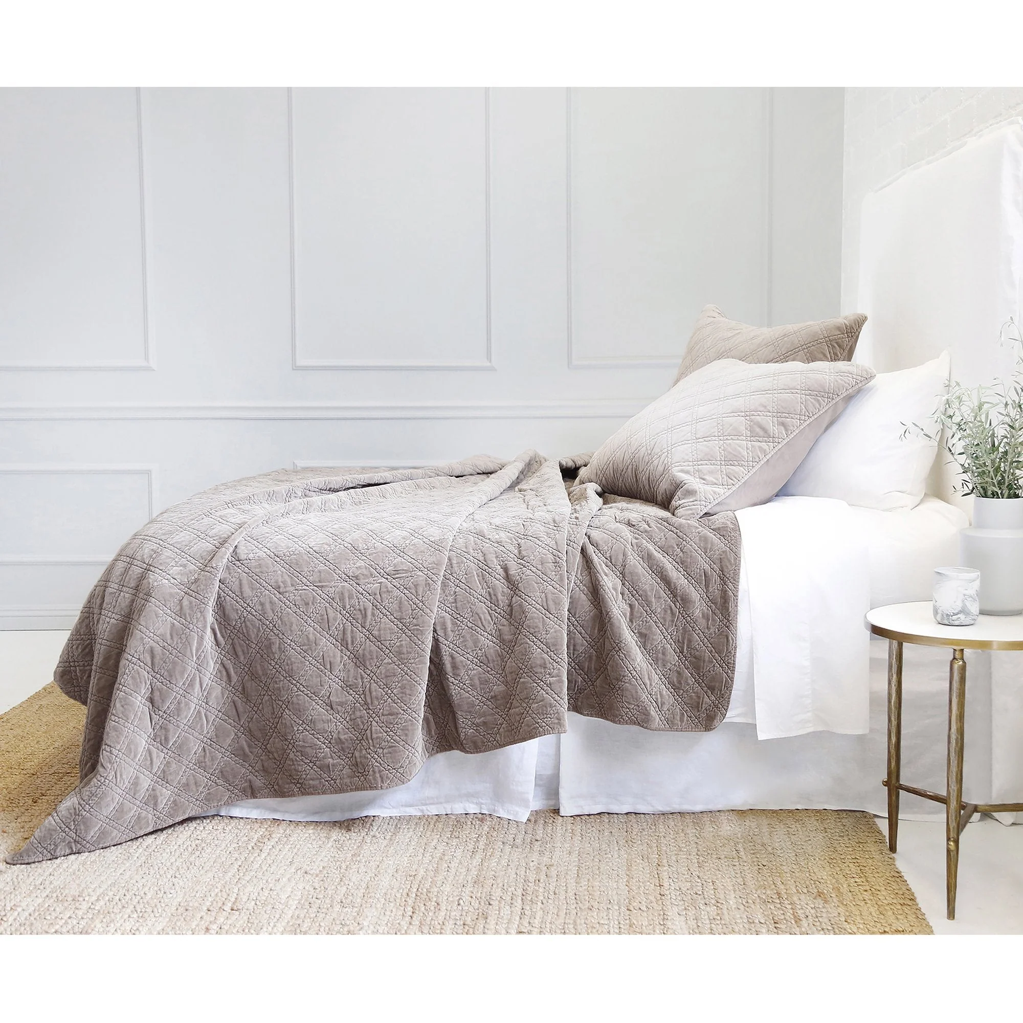 Pom Pom at Home Brussels Walnut Cotton Velvet Diamond Quilted Coverlet & Euro Shams ~ Available in Queen and King Sizes - Image 3