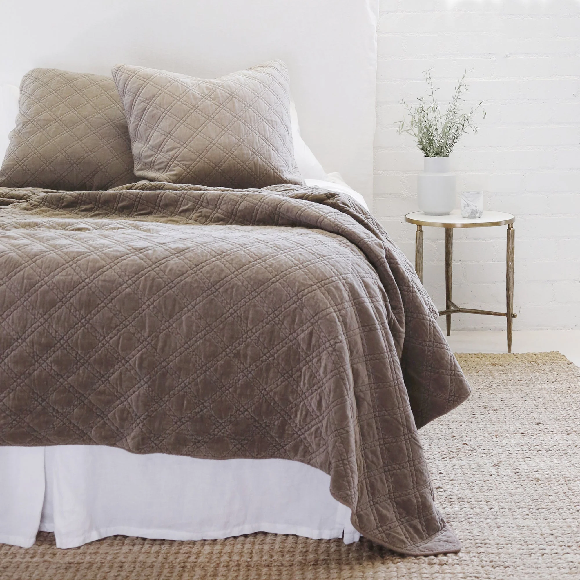 Pom Pom at Home Brussels Walnut Cotton Velvet Diamond Quilted Coverlet & Euro Shams ~ Available in Queen and King Sizes - Image 5