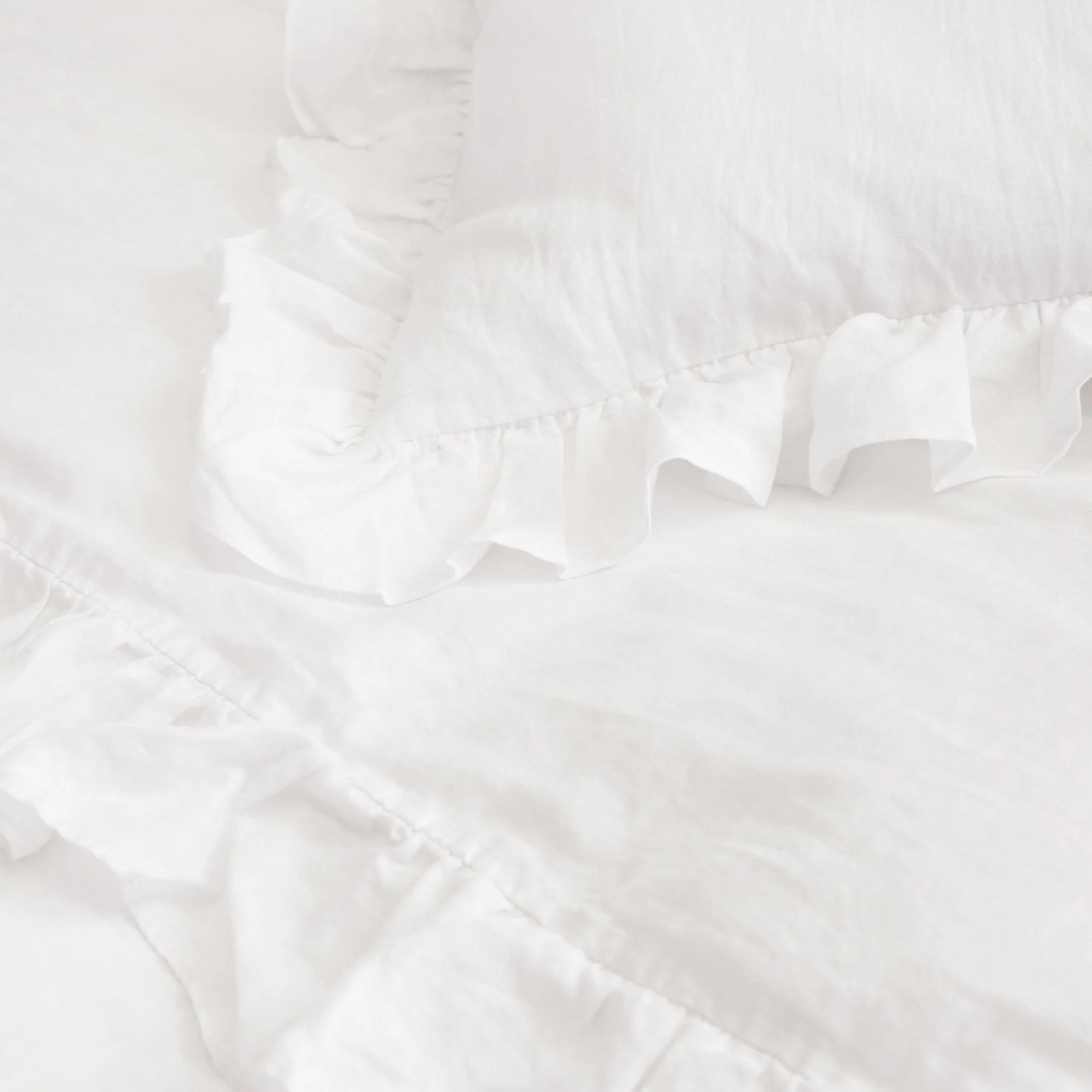 Pom Pom at Home Charlie White Linen Ruffled Duvet Cover and Pillow Shams ~ Available in Twin, Queen and King Sizes - Image 2