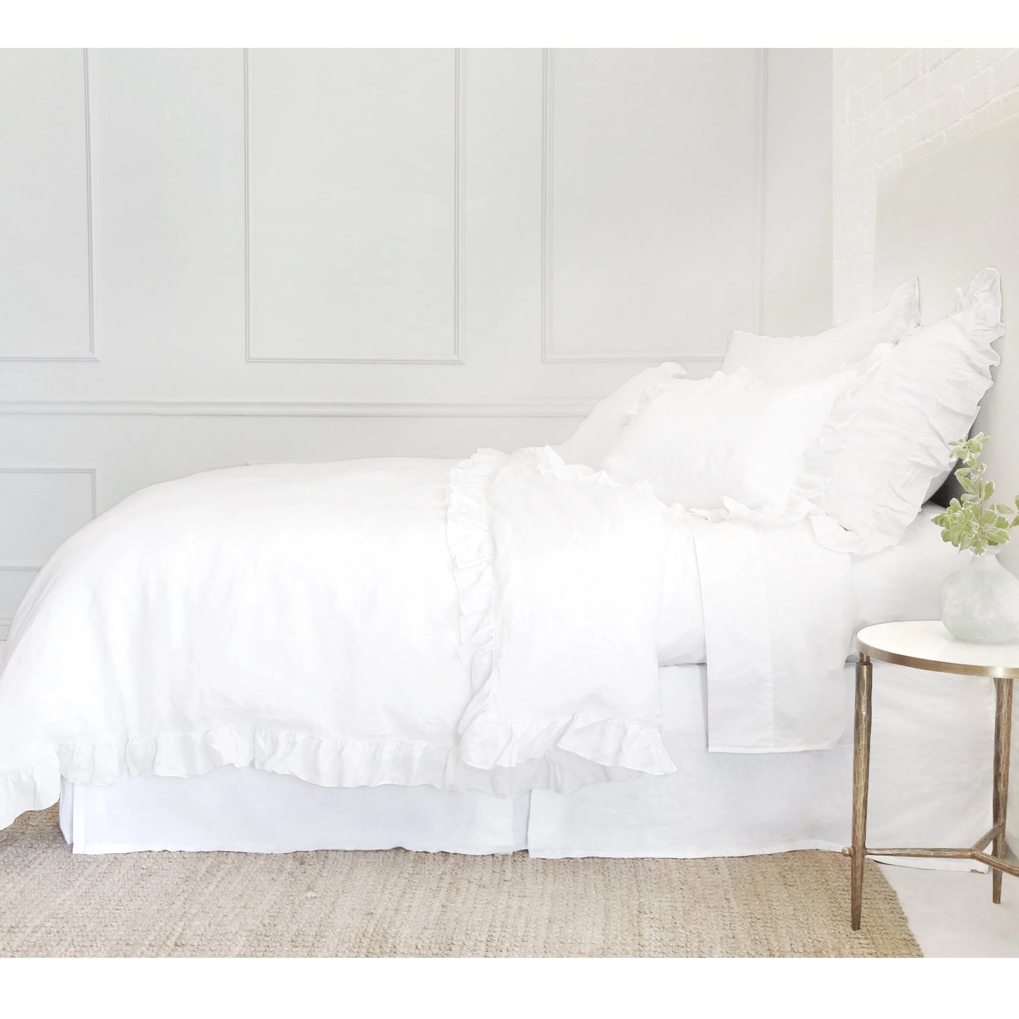 Pom Pom at Home Charlie White Linen Ruffled Duvet Cover and Pillow Shams ~ Available in Twin, Queen and King Sizes - Image 3