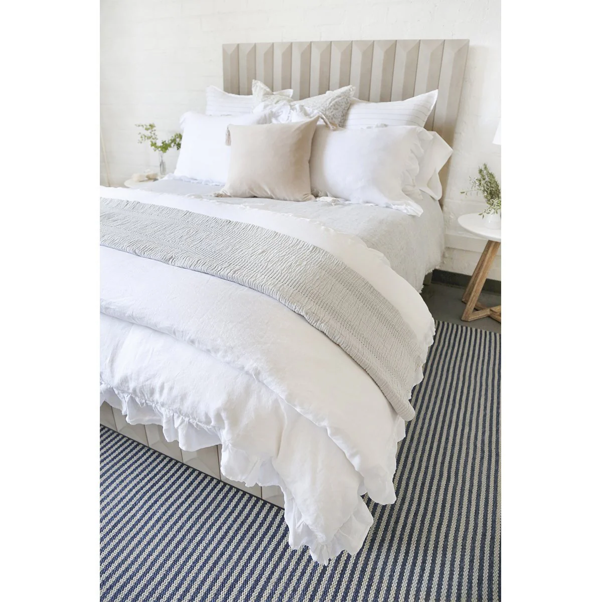 Pom Pom at Home Charlie White Linen Ruffled Duvet Cover and Pillow Shams ~ Available in Twin, Queen and King Sizes - Image 4