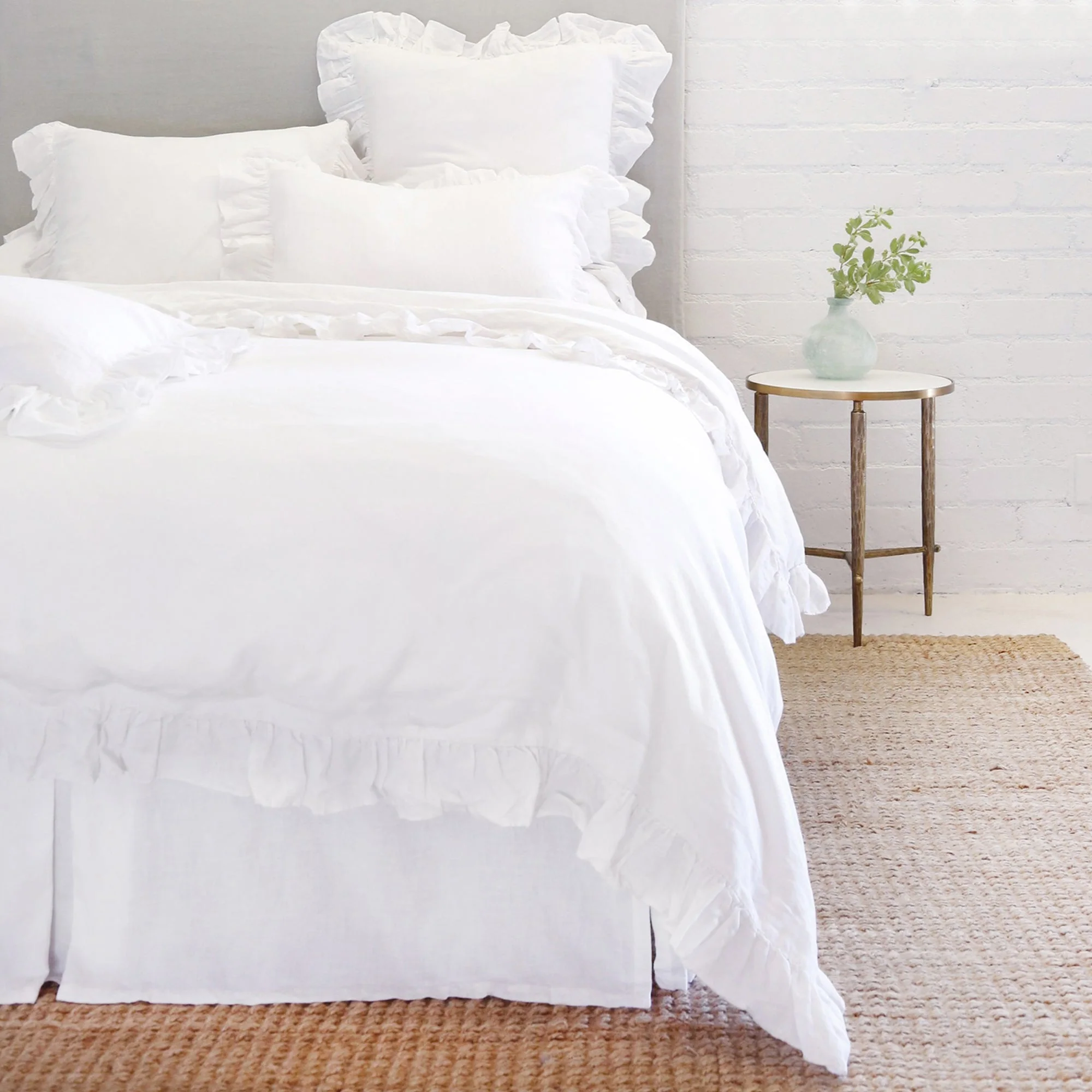 Pom Pom at Home Charlie White Linen Ruffled Duvet Cover and Pillow Shams ~ Available in Twin, Queen and King Sizes - Image 9