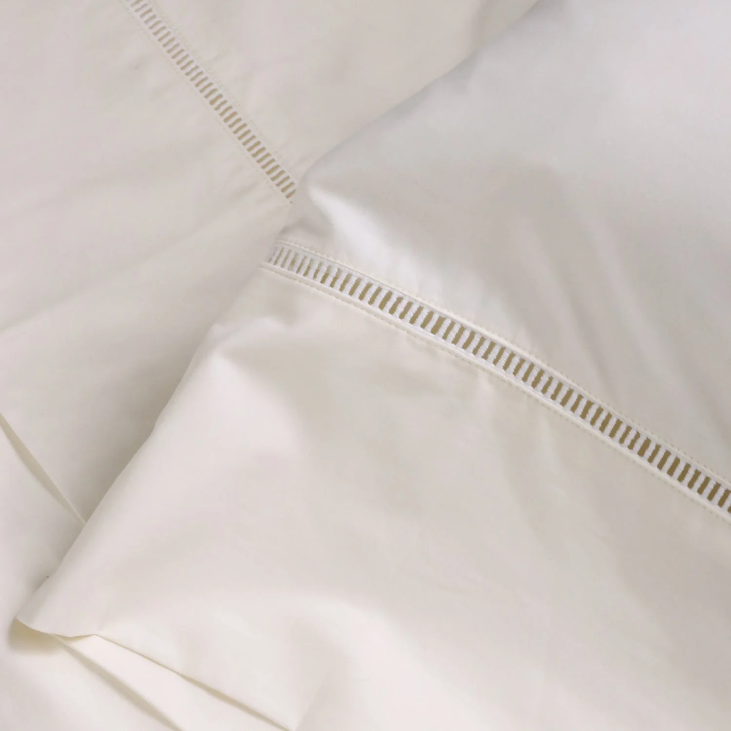 Pom Pom at Home Como Ivory Ladder Stitch Cotton Sateen Sheet Set ~ Available in Twin, Queen and King Sizes - Image 2