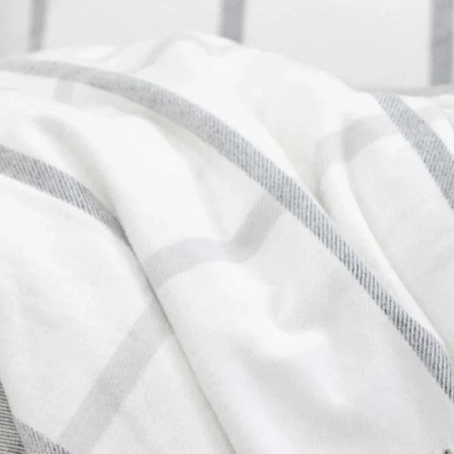 Pom Pom at Home Copenhagen White and Grey Plaid Throw Blanket ~ Available in 2 Sizes - Image 2