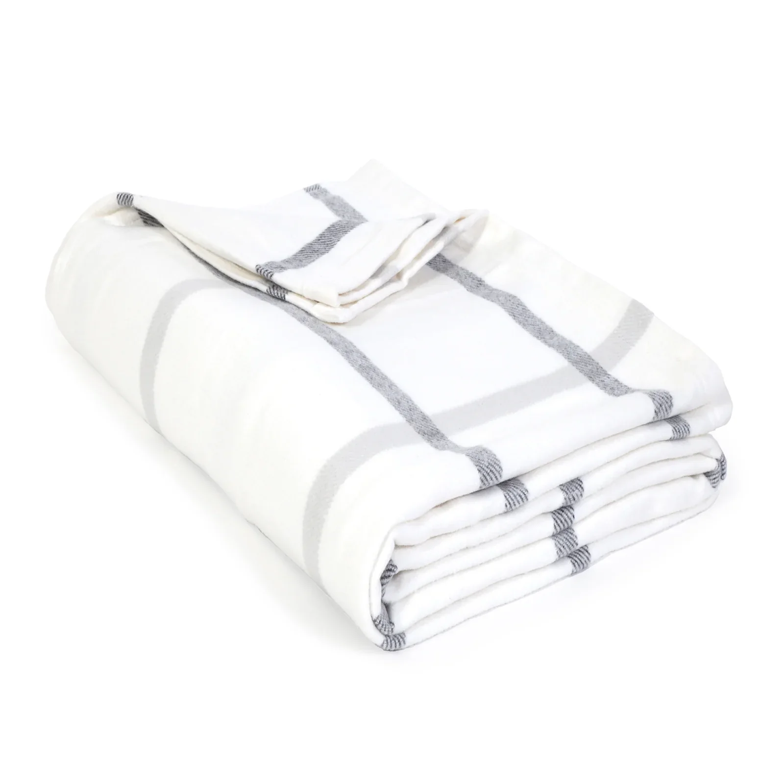 Pom Pom at Home Copenhagen White and Grey Plaid Throw Blanket ~ Available in 2 Sizes - Image 4