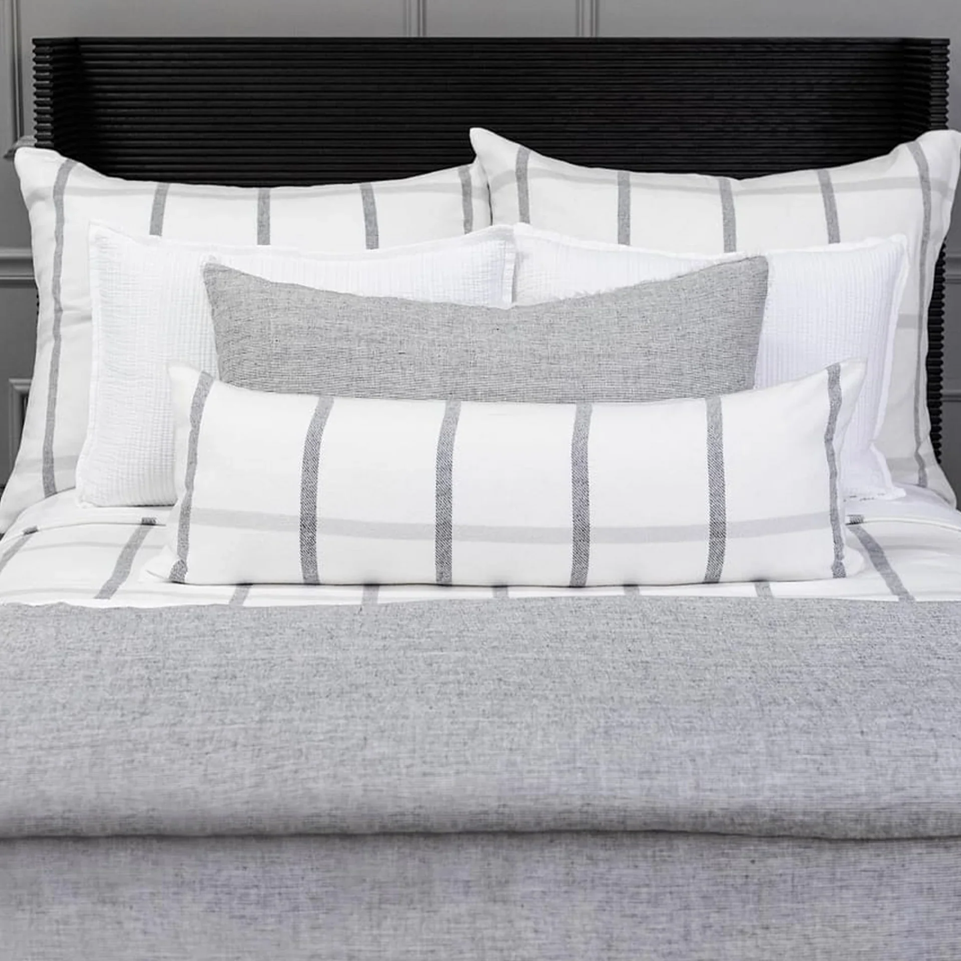 Pom Pom at Home Copenhagen White and Grey Big Pillow with Insert ~ 28 x 36