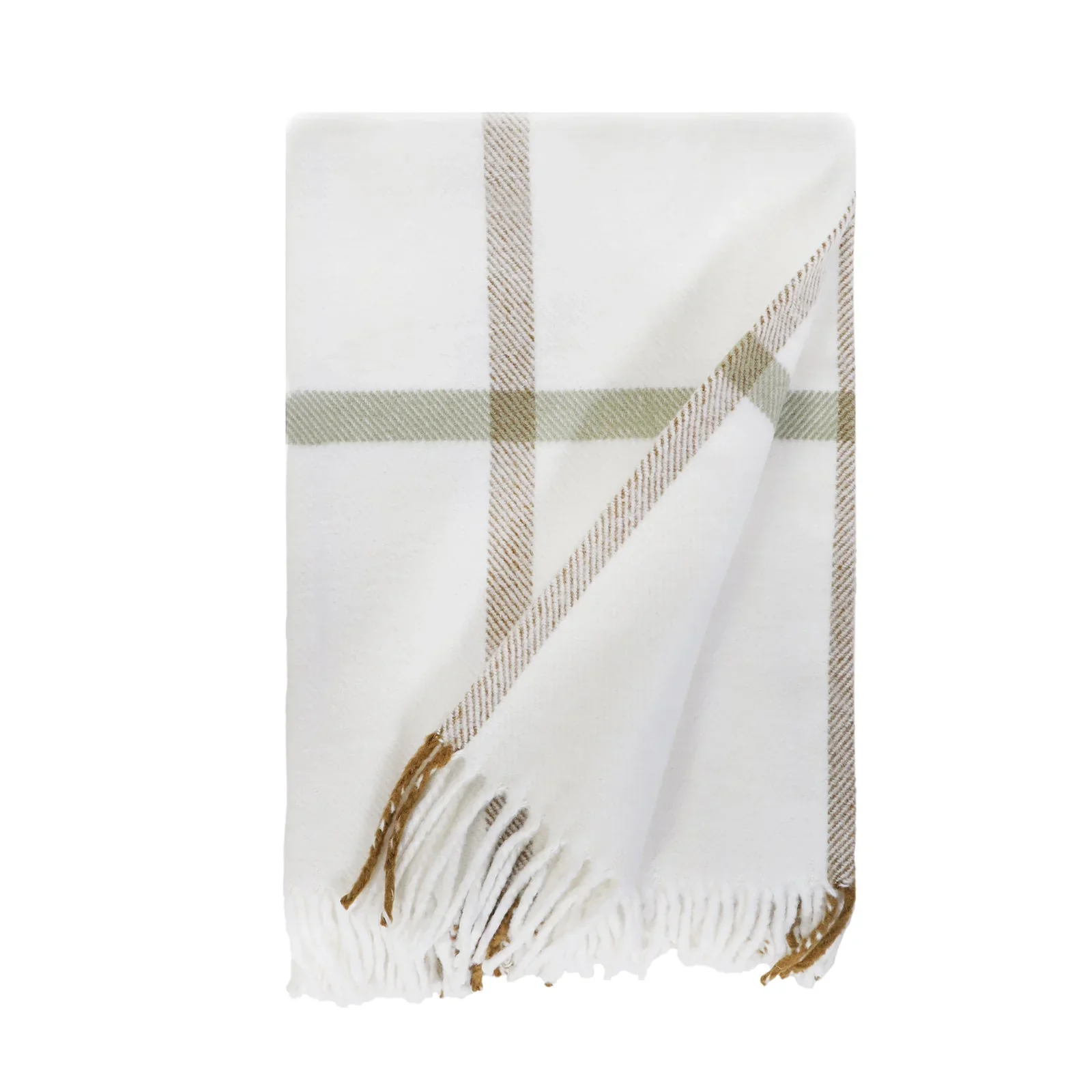 Pom Pom at Home Copenhagen White and Olive Plaid Throw Blanket ~ Available in 2 Sizes - Image 2