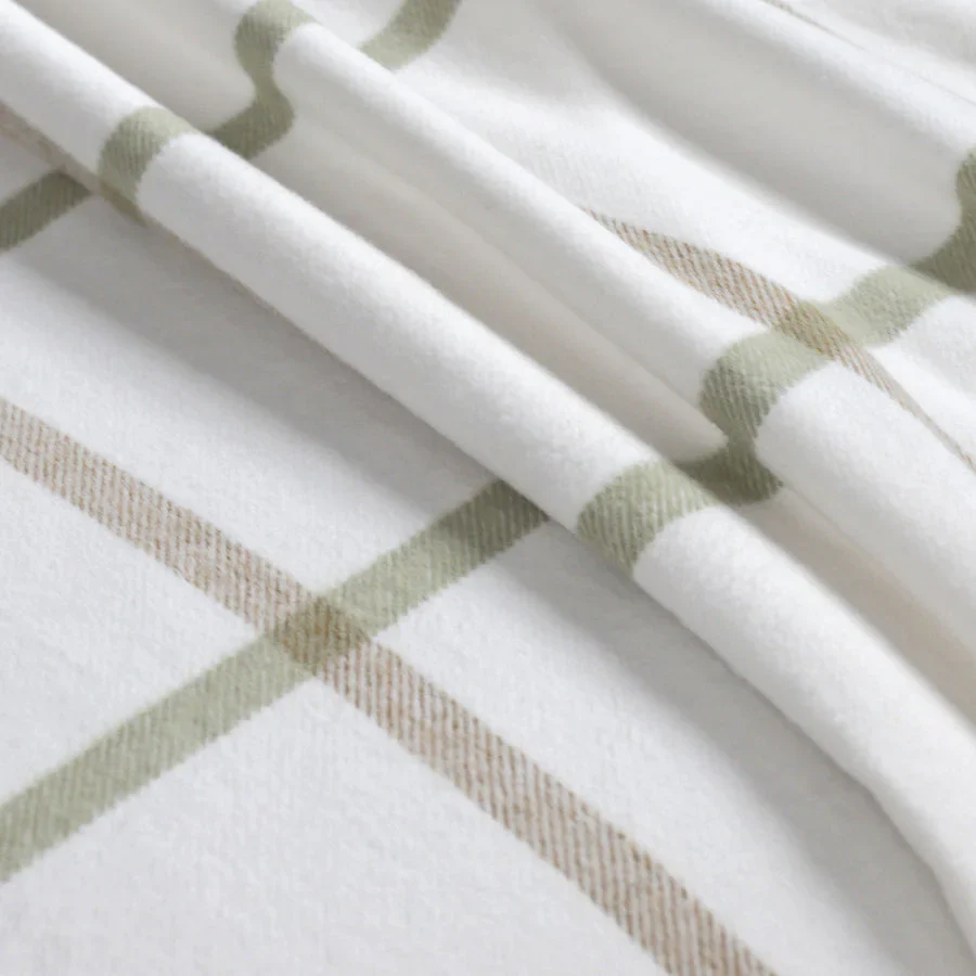 Pom Pom at Home Copenhagen White and Olive Plaid Throw Blanket ~ Available in 2 Sizes - Image 4