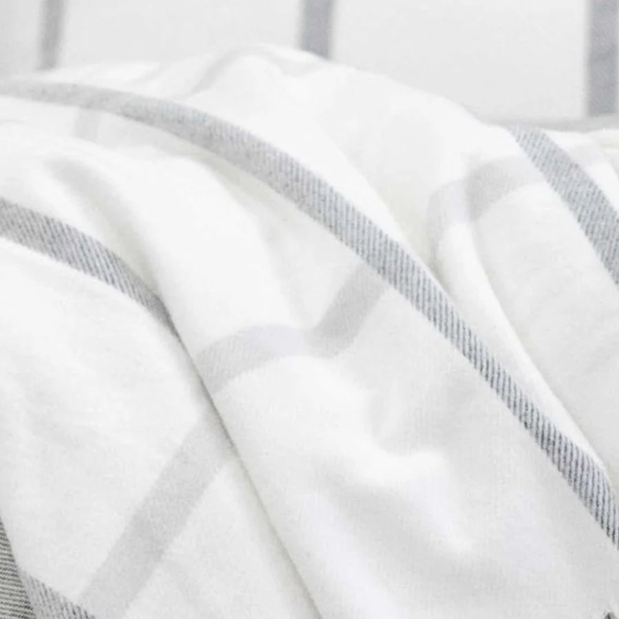 Pom Pom at Home Copenhagen White and Grey Plaid Blanket ~ Available in Queen and King Sizes - Image 2