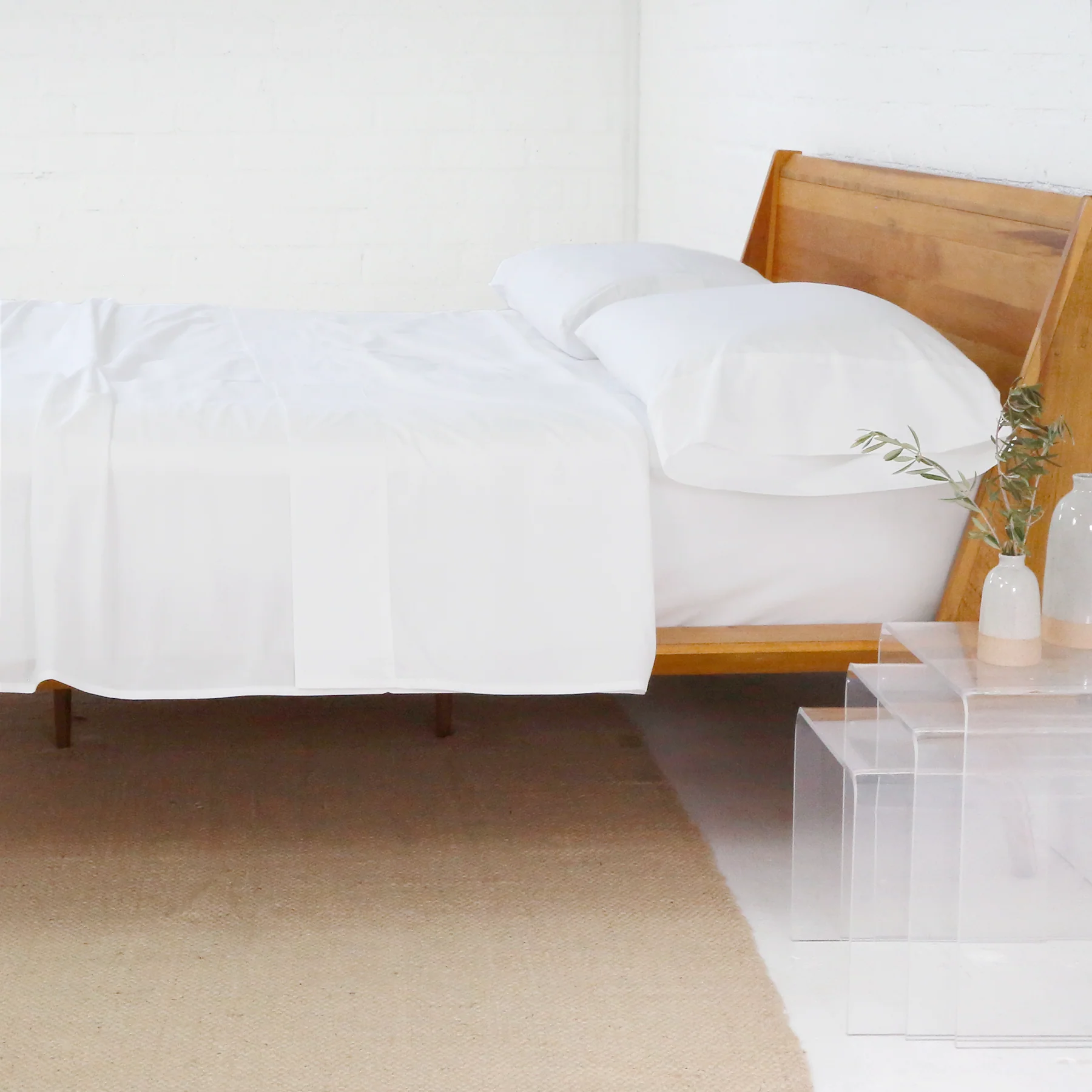 Pom Pom at Home Cotton Percale White Sheet Set ~ Available in Twin, Queen and King Sizes
