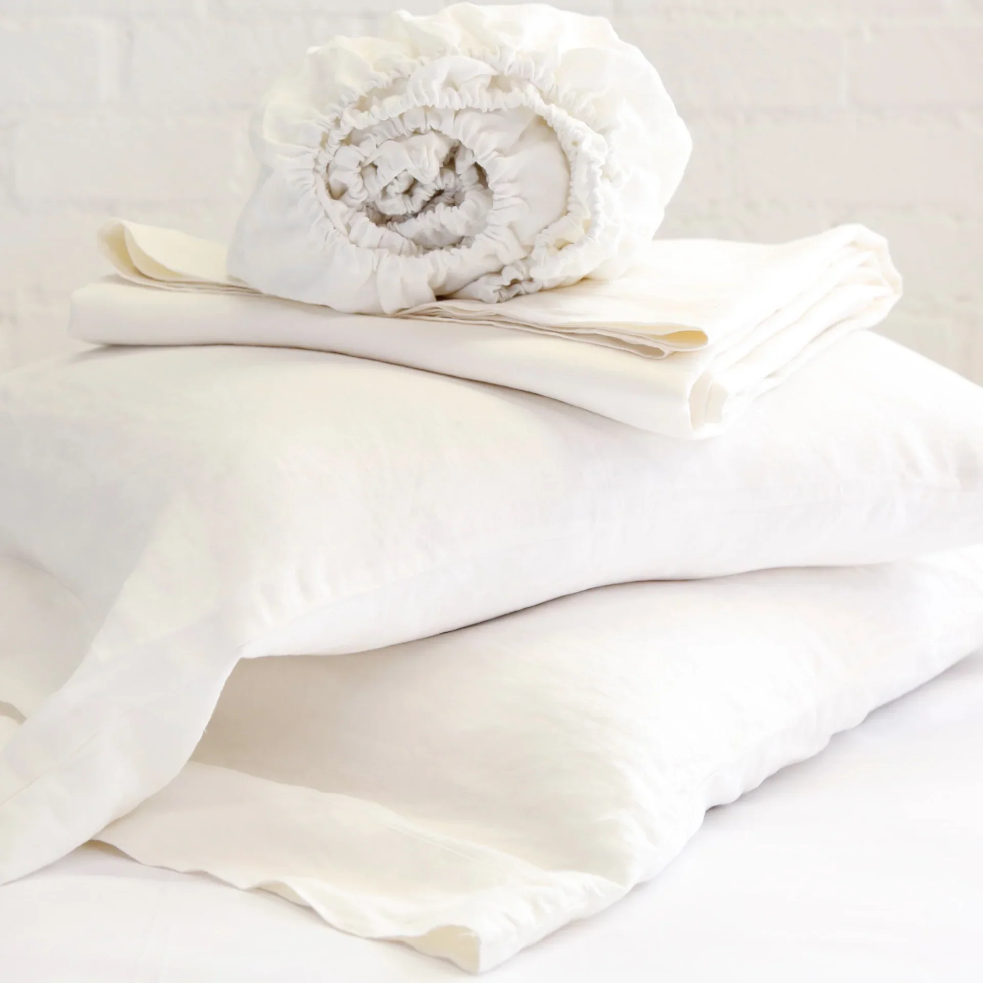 Pom Pom at Home Cream Linen Queen Sheet Set ~ Includes Flat, Fitted and 2 Pillowcases