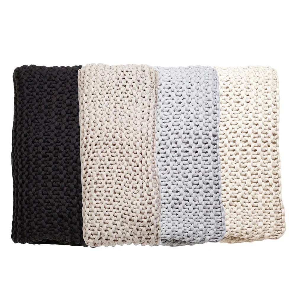 Pom Pom at Home Finn Antique White Hand Knit Chunky Throw Blanket ~ 50” x 60” - Image 3