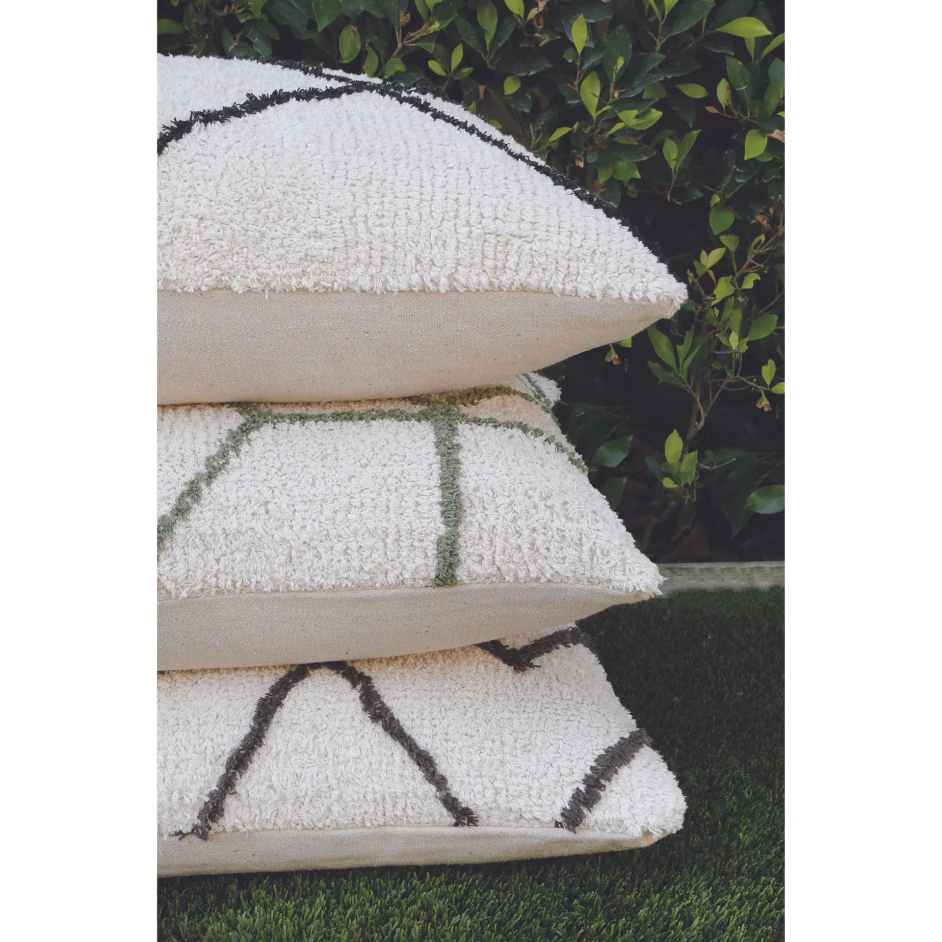 Pom Pom at Home Freddie Hand Woven Ivory and Charcoal Big Pillow with Insert ~ 28 x 36 - Image 5