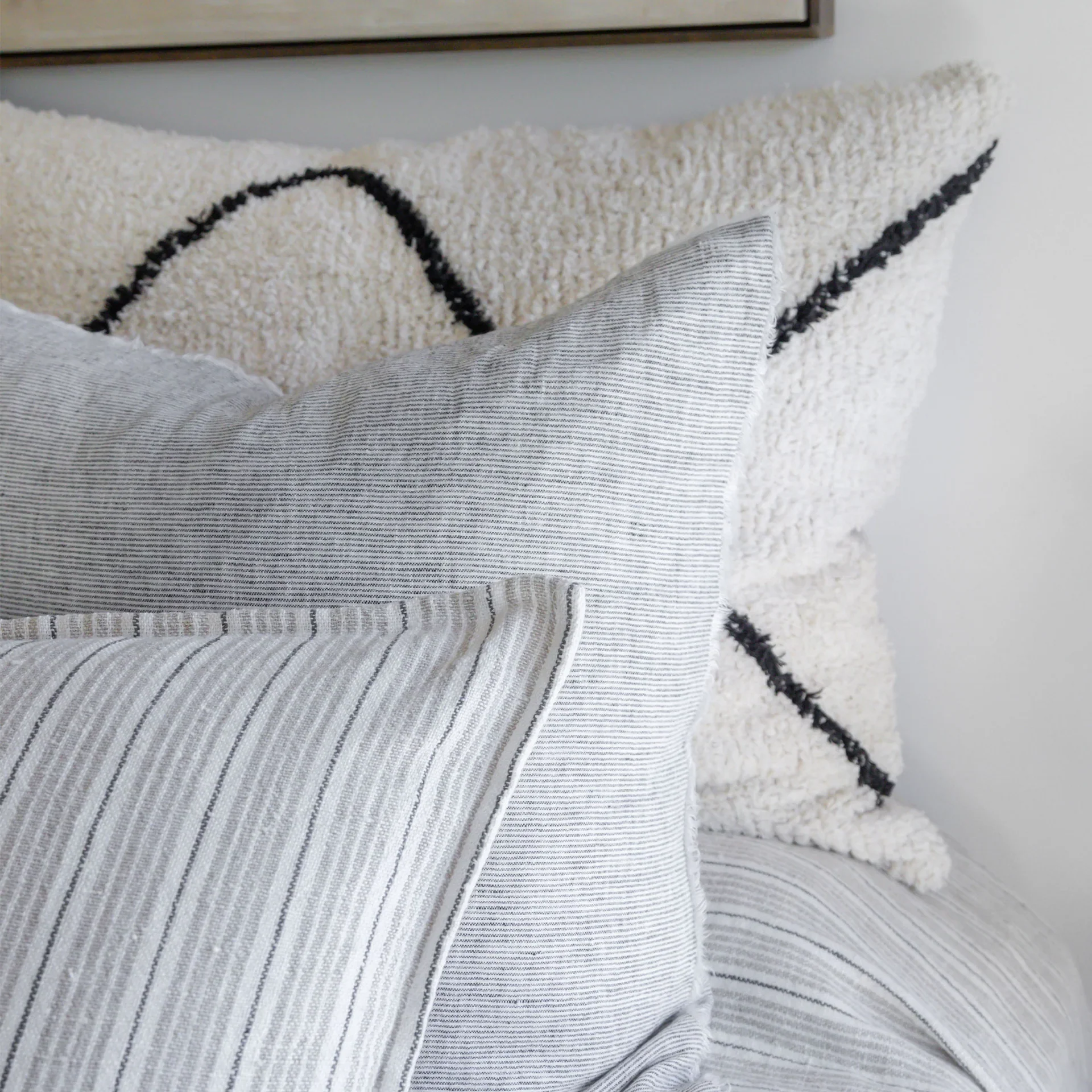 Pom Pom at Home Freddie Hand Woven Ivory and Charcoal Big Pillow with Insert ~ 28 x 36 - Image 6