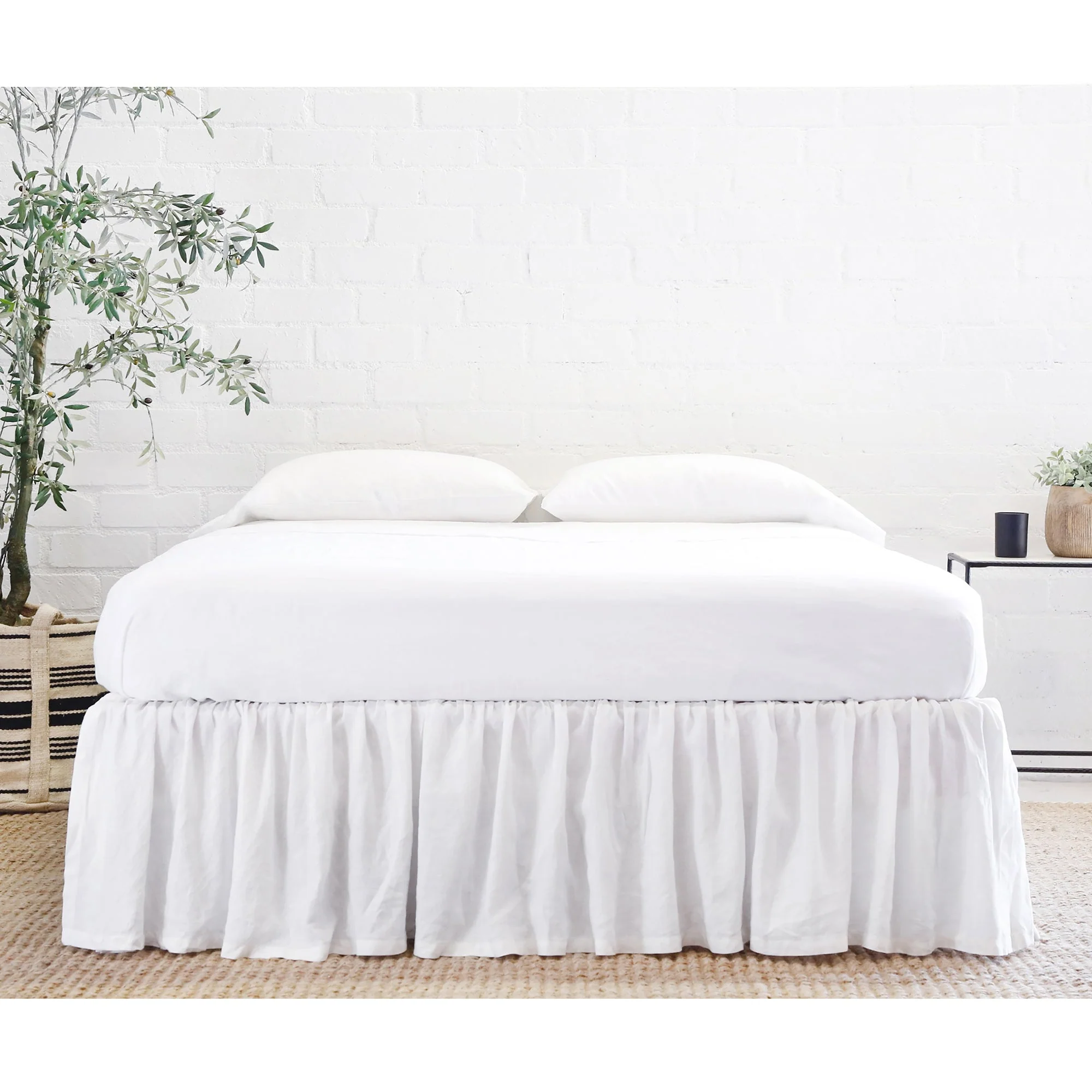 Pom Pom at Home Gathered White Linen Bedskirt ~ Available in Twin, Queen and King Sizes - Image 5