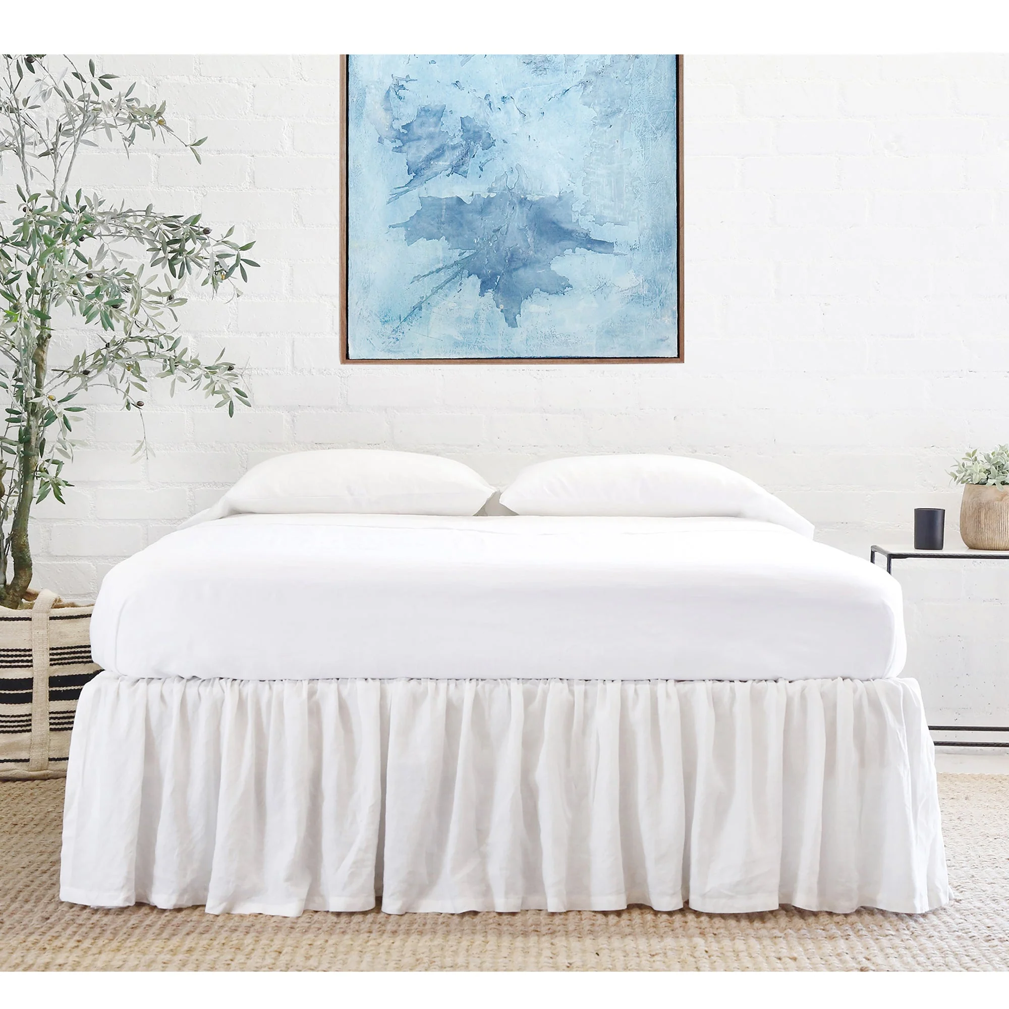 Pom Pom at Home Gathered White Linen Bedskirt ~ Available in Twin, Queen and King Sizes - Image 6