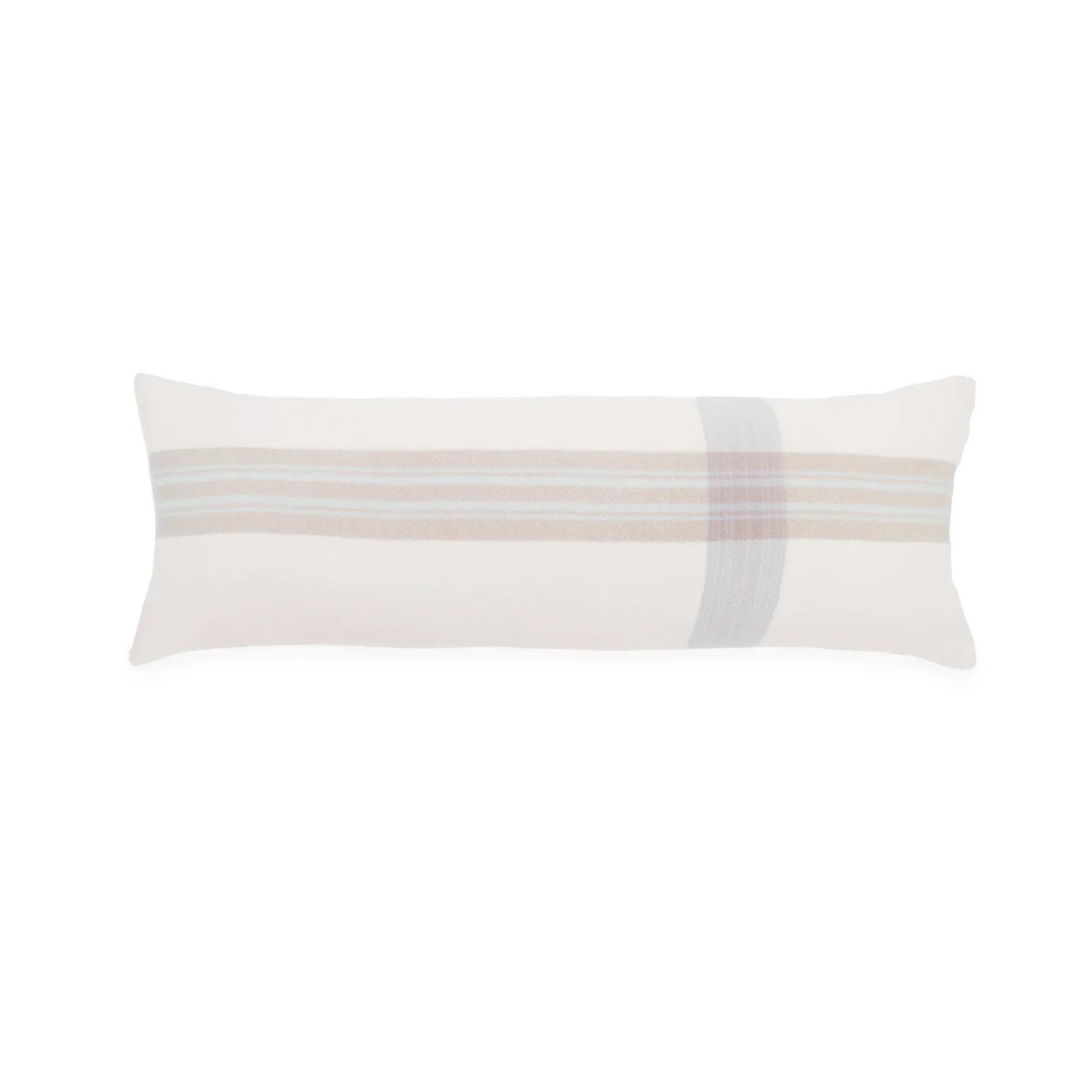 Pom Pom at Home Geneva Ivory and Taupe Plaid Pillow with Insert  ~ 14 x 40