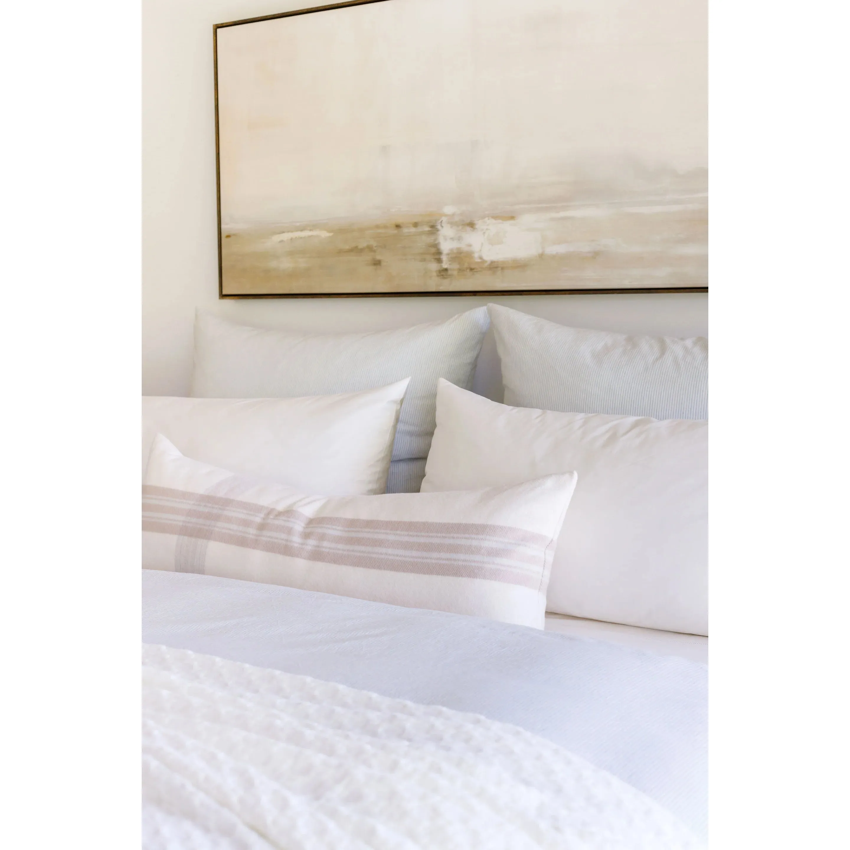 Pom Pom at Home Geneva Ivory and Taupe Plaid Pillow with Insert  ~ 14 x 40 - Image 4
