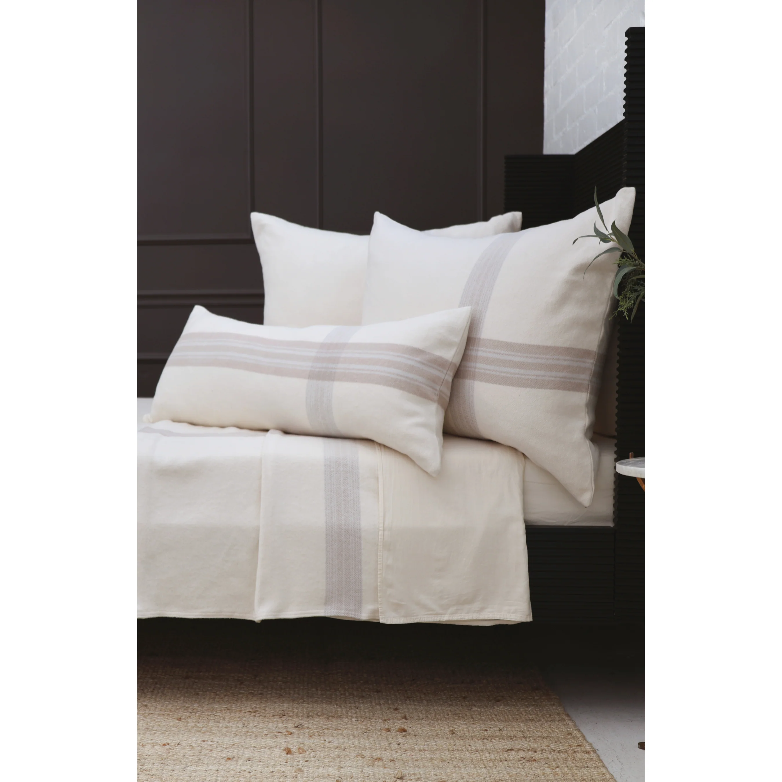Pom Pom at Home Geneva Ivory and Taupe Plaid Blanket ~ Available in Twin, Queen and King Sizes - Image 3