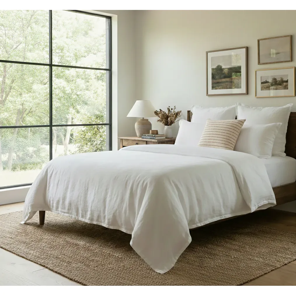 Pom Pom at Home Georgie White Bamboo Linen Duvet Cover ~ Available in Twin, Queen and King Sizes - Image 2