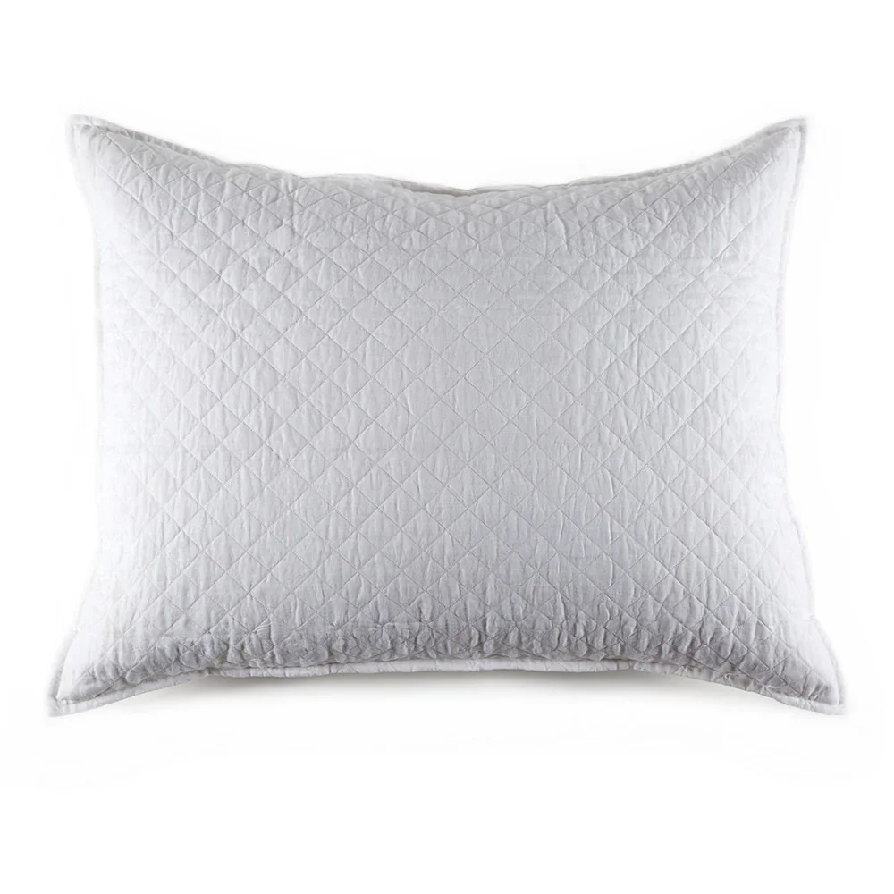 Pom Pom at Home Hampton White Linen Diamond Quilted Big Pillow With Insert ~ 28" X 36"