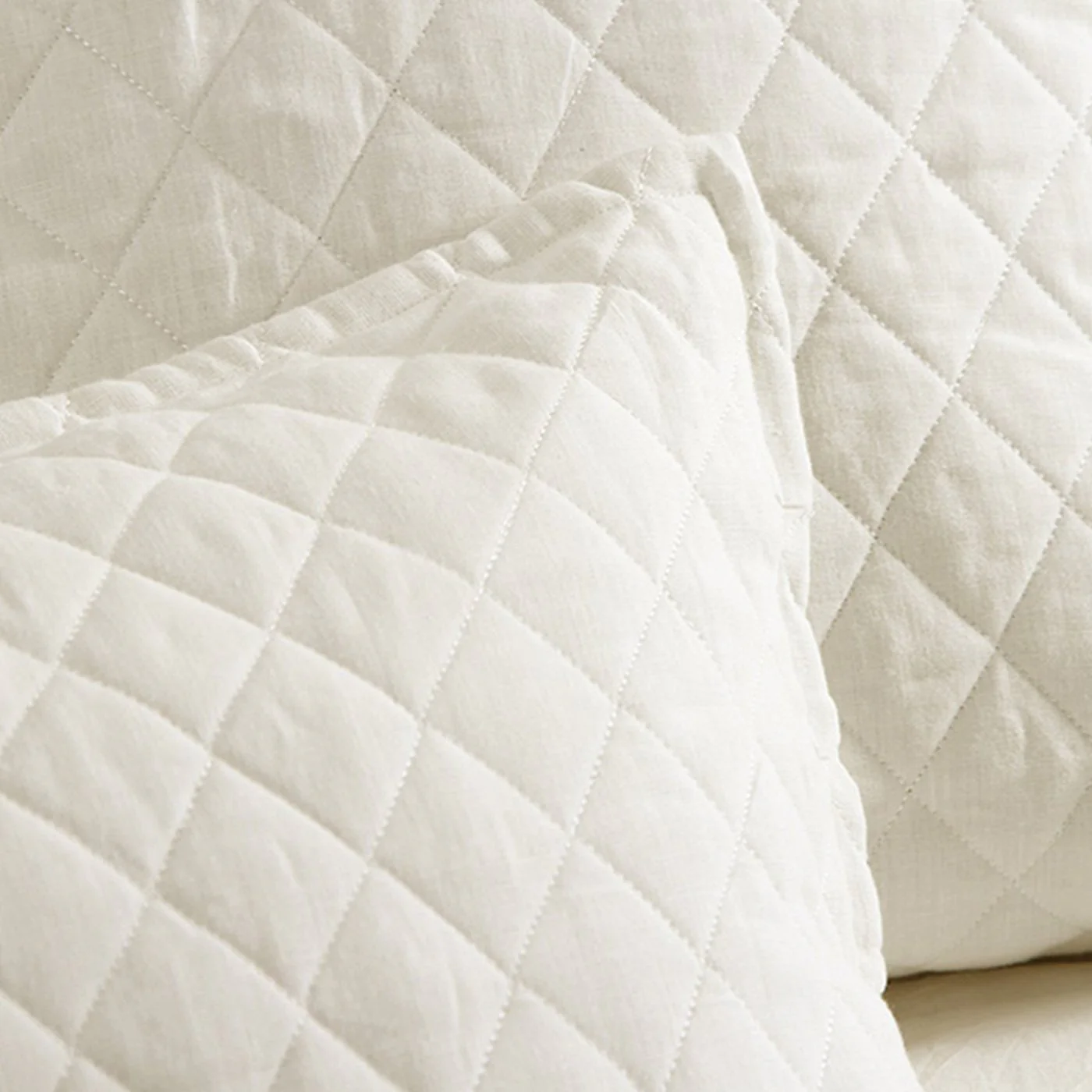 Pom Pom at Home Hampton Cream Linen Diamond Quilted Coverlet and Pillow Shams ~ Available in Twin, Queen and King Sizes - Image 2