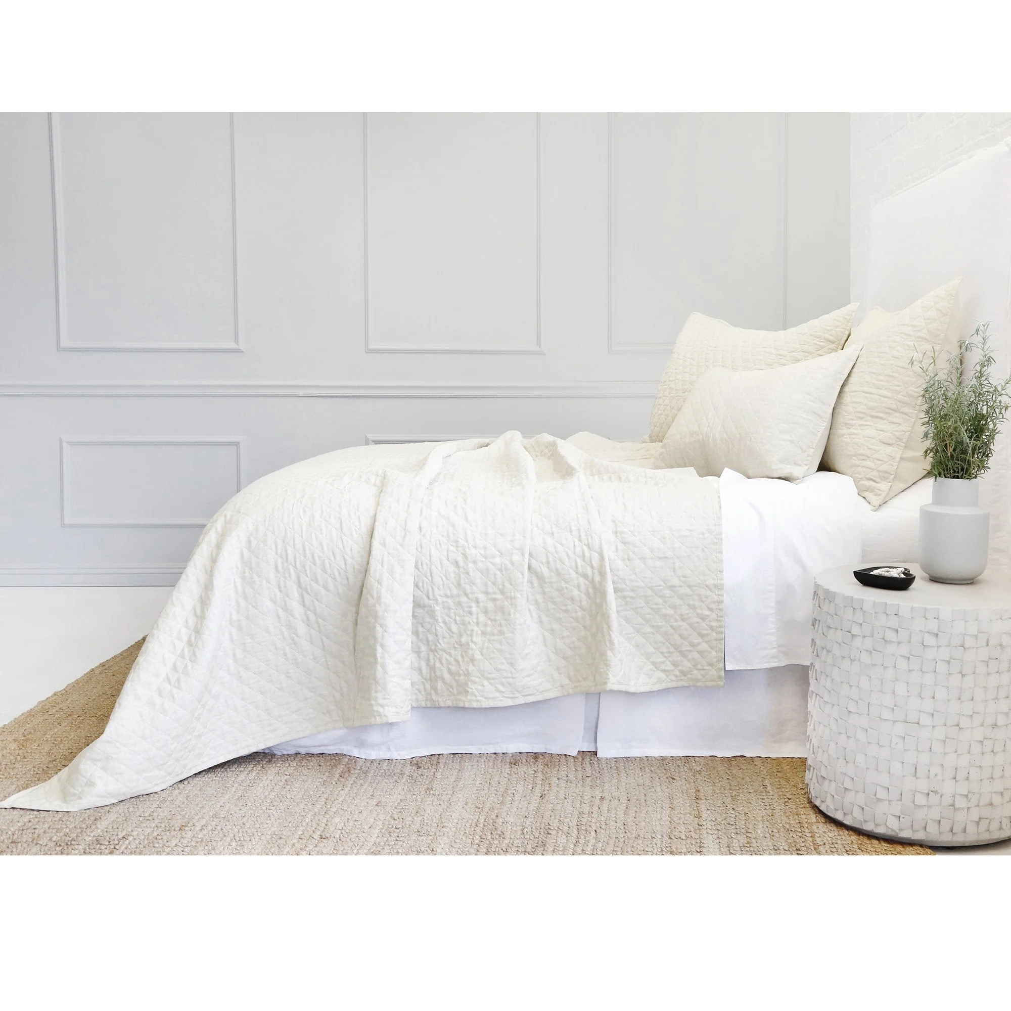 Pom Pom at Home Hampton Cream Linen Diamond Quilted Coverlet and Pillow Shams ~ Available in Twin, Queen and King Sizes - Image 3