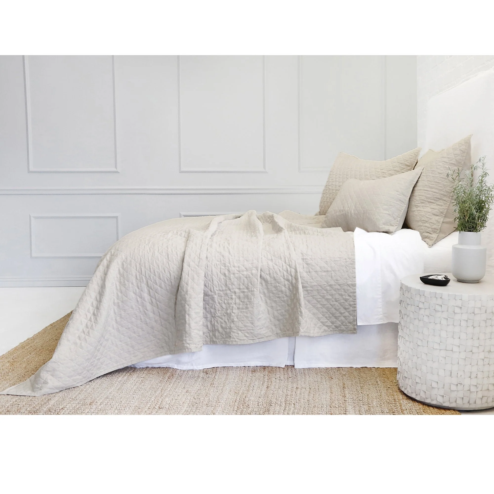 Pom Pom at Home Hampton Flax Linen Diamond Quilted Coverlet and Pillow Shams ~ Available in Twin, Queen and King Sizes - Image 4
