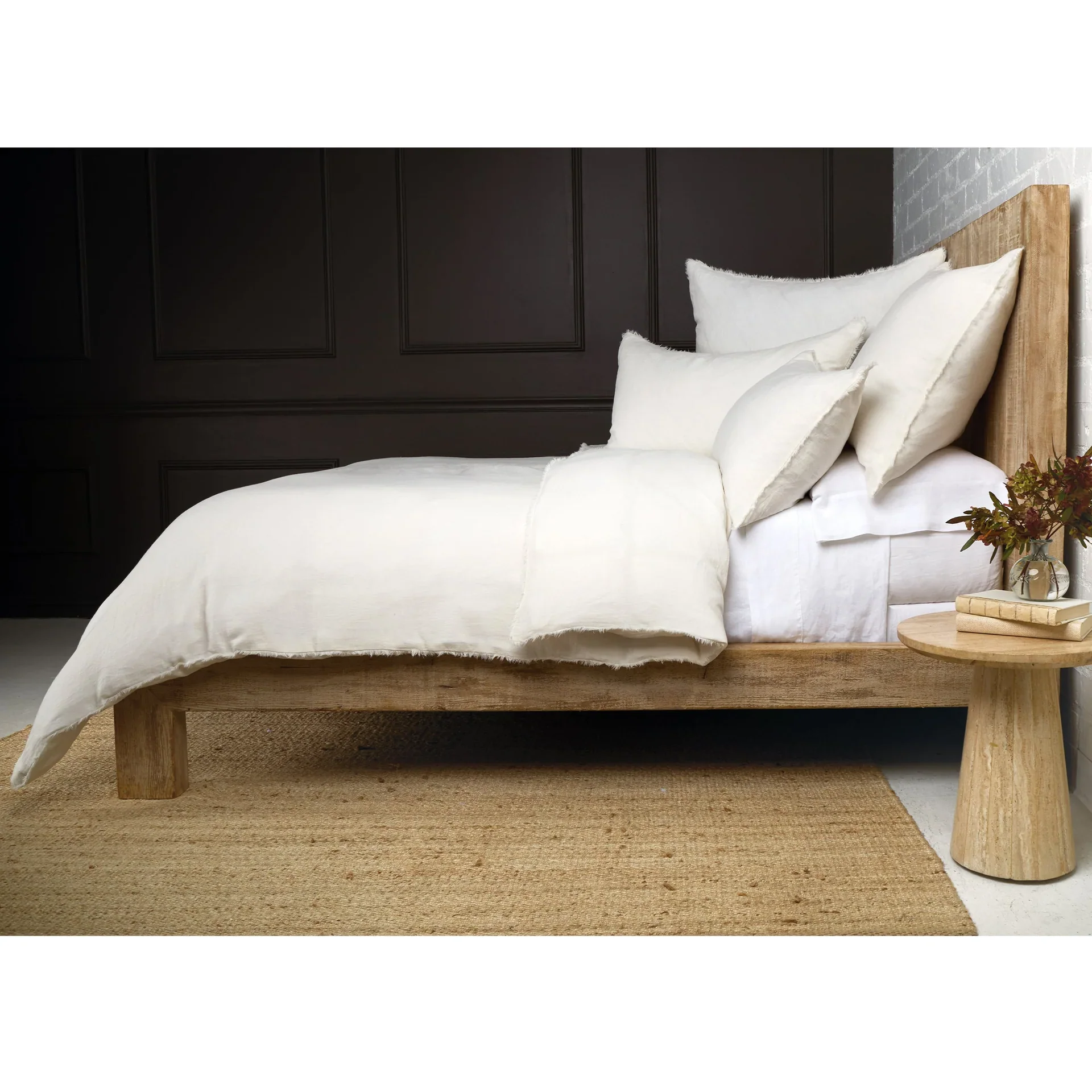 Pom Pom at Home Hunter Linen Duvet Cover & Pillow Shams with Eyelash Fray Edging ~ Available in Queen and King Sizes