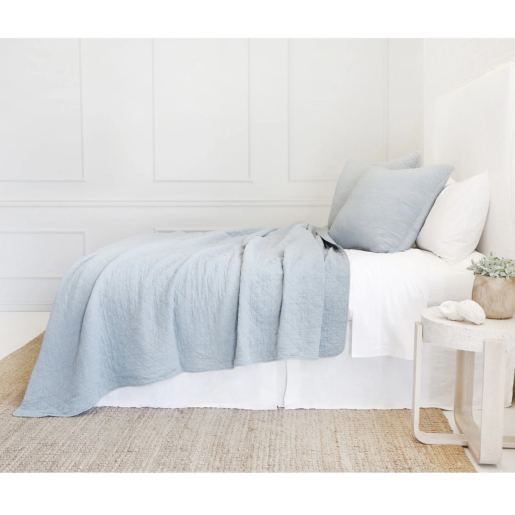 Pom Pom at Home Huntington Dusty Blue Coverlet and Euro Shams ~ Available in Queen and King Sizes - Image 3
