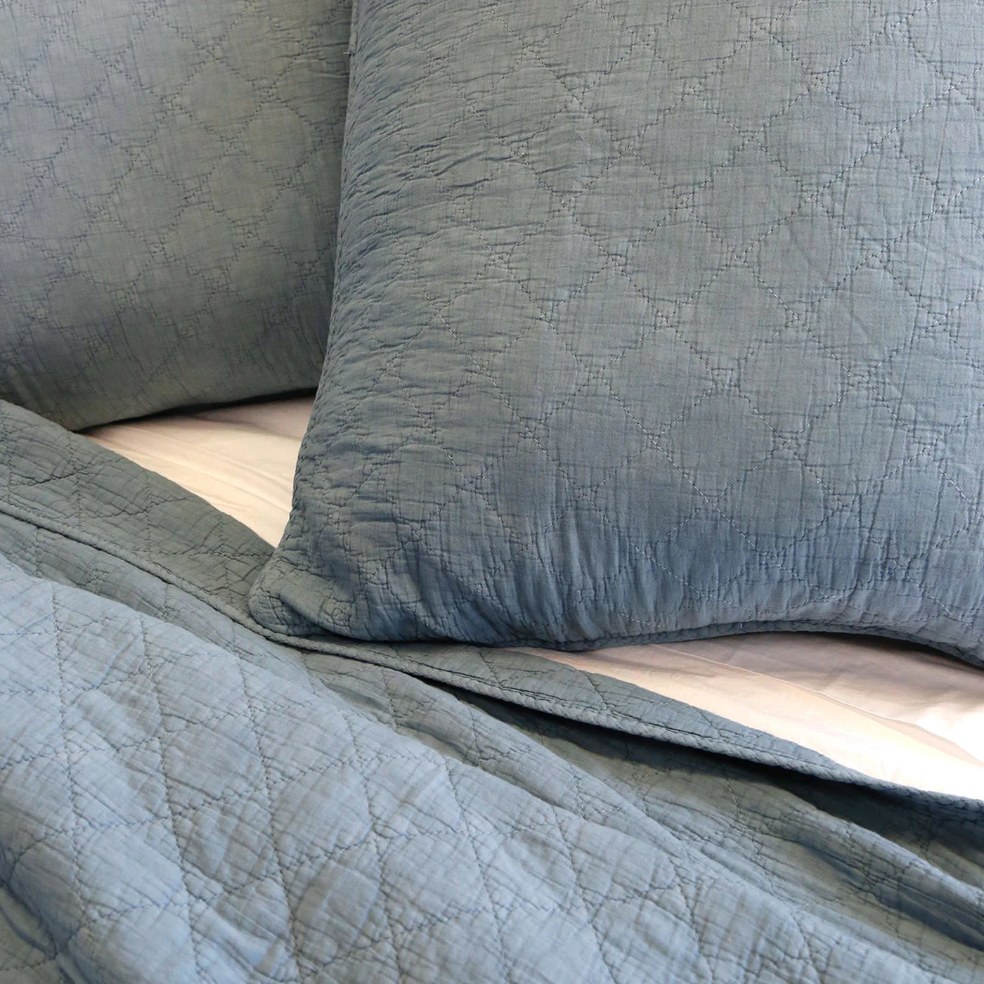 Pom Pom at Home Huntington Dusty Blue Coverlet and Euro Shams ~ Available in Queen and King Sizes - Image 4